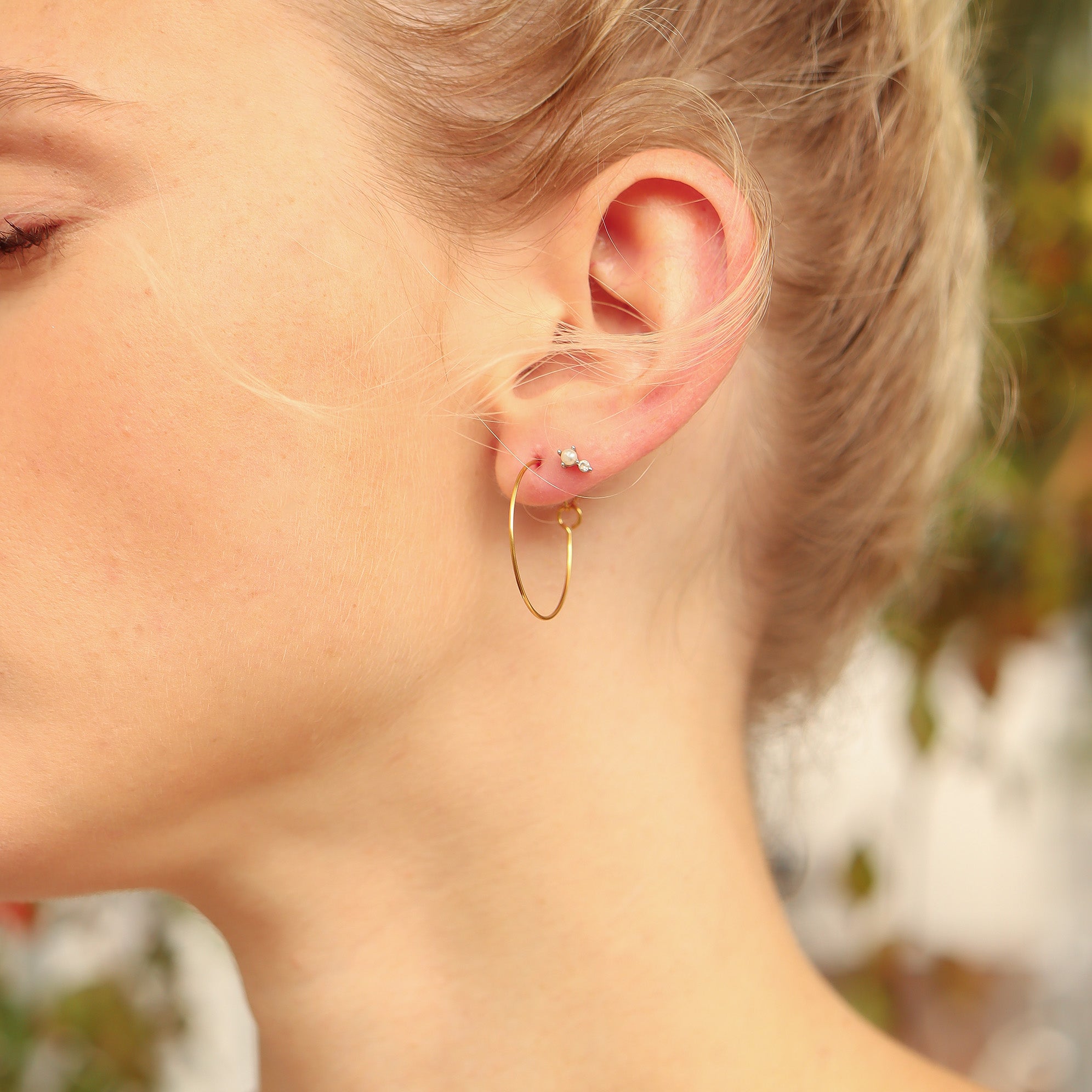 18K Gold PVD Stainless Steel Wire Hoop Earrings / ERJ0044、mySite、dreamappss