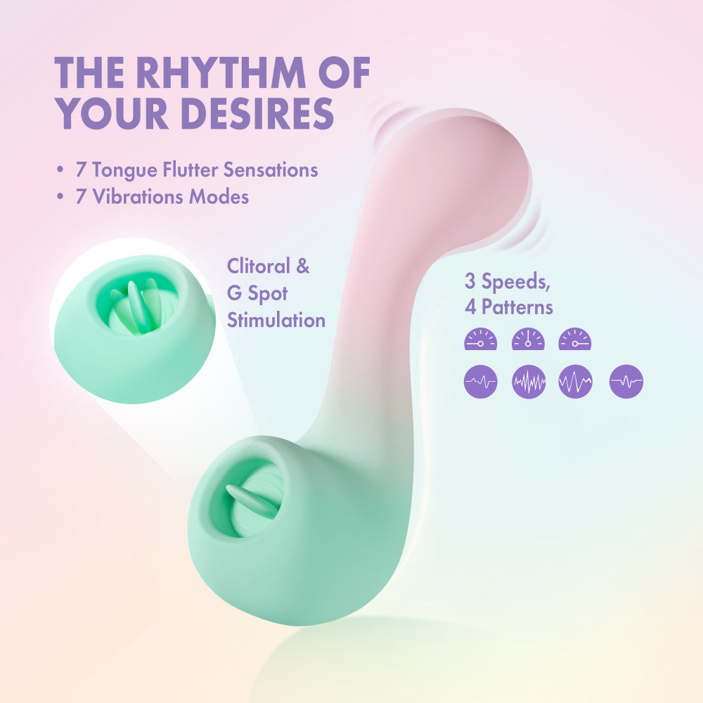 Play With Me | Melody Silicone Dual Vibrator With G-Spot Precision & Tongue-Fluttering Clitoral Stimulation - Pink、mySite、bottomscart