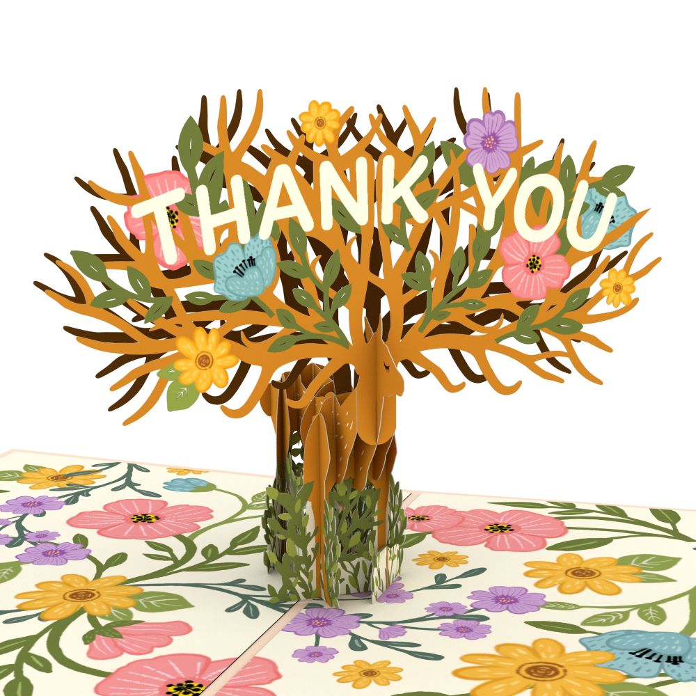 Floral Deer Thank You Pop-Up Card、mySite、solidvoid