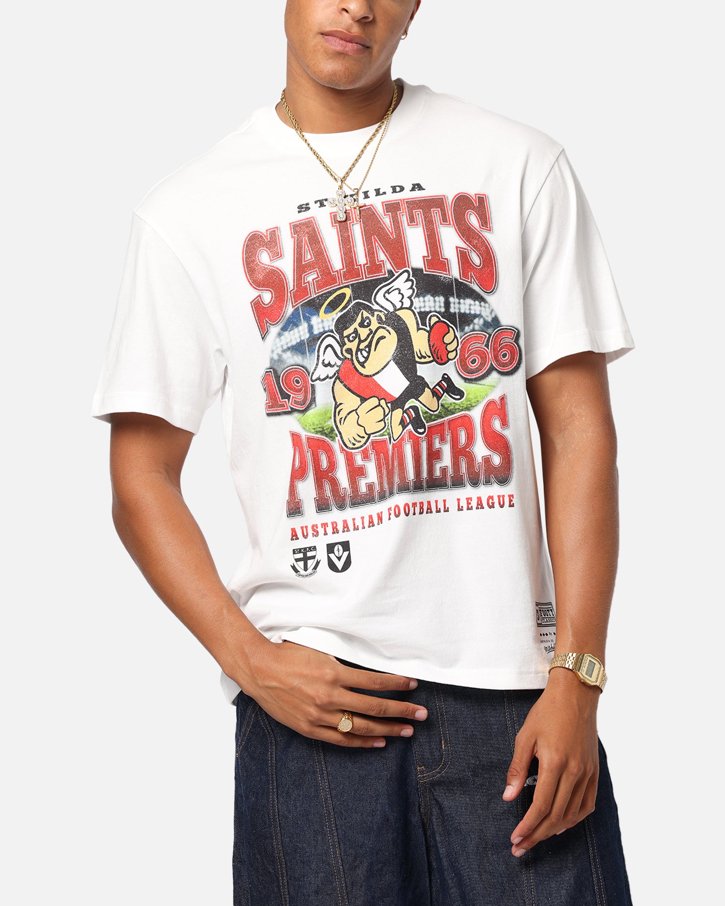 Mitchell & Ness St Kilda Saints Mascot T-Shirt Vintage White、mySite、zt4zffjzw