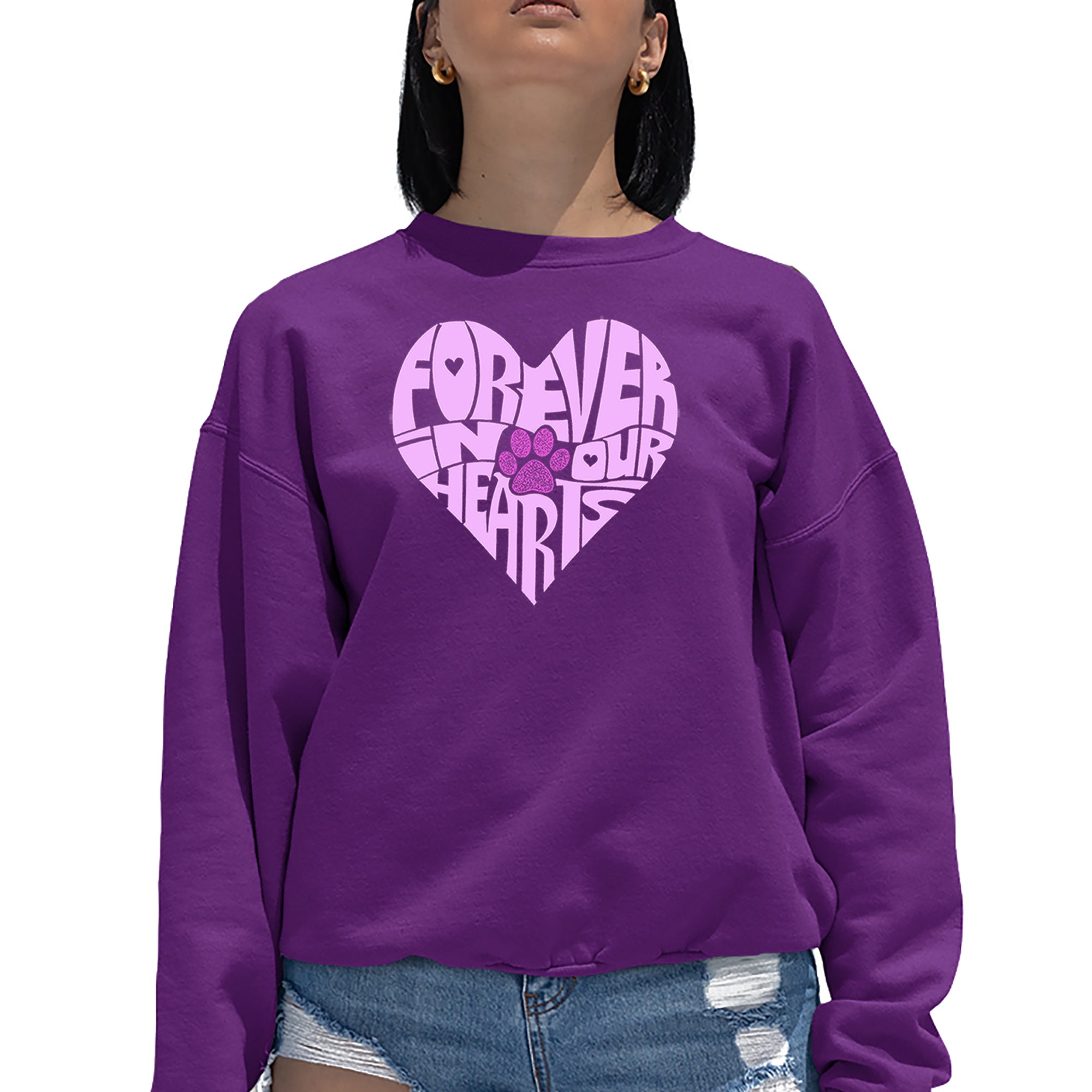 Forever In Our Hearts - Women's Word Art Crewneck Sweatshirt、mySite、camillekostekn