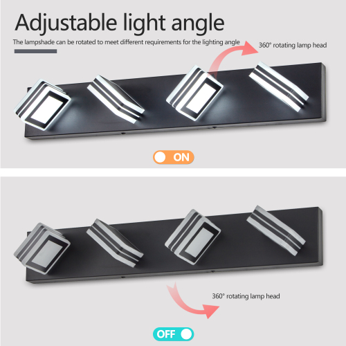 34" Modern 5-Light LED Vanity Light - Sleek Bathroom Wall Fixture, Iron & Acrylic, Dimmable & Energy-Efficient, Ideal for Mirror Lighting、、eastwooduniform