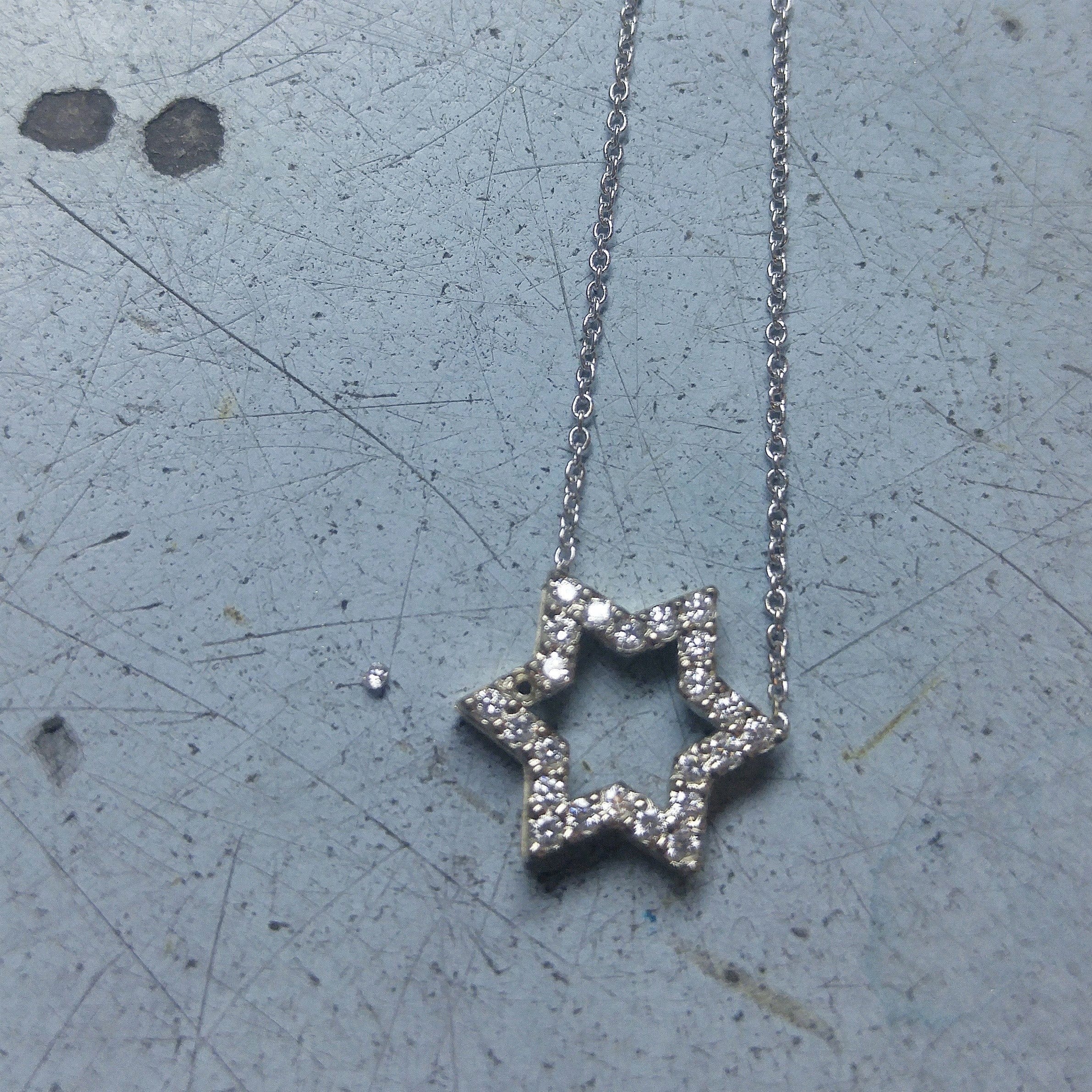 Diamond Pave Star of David Necklace - 14k Yellow or White Gold、mySite、topwebapps