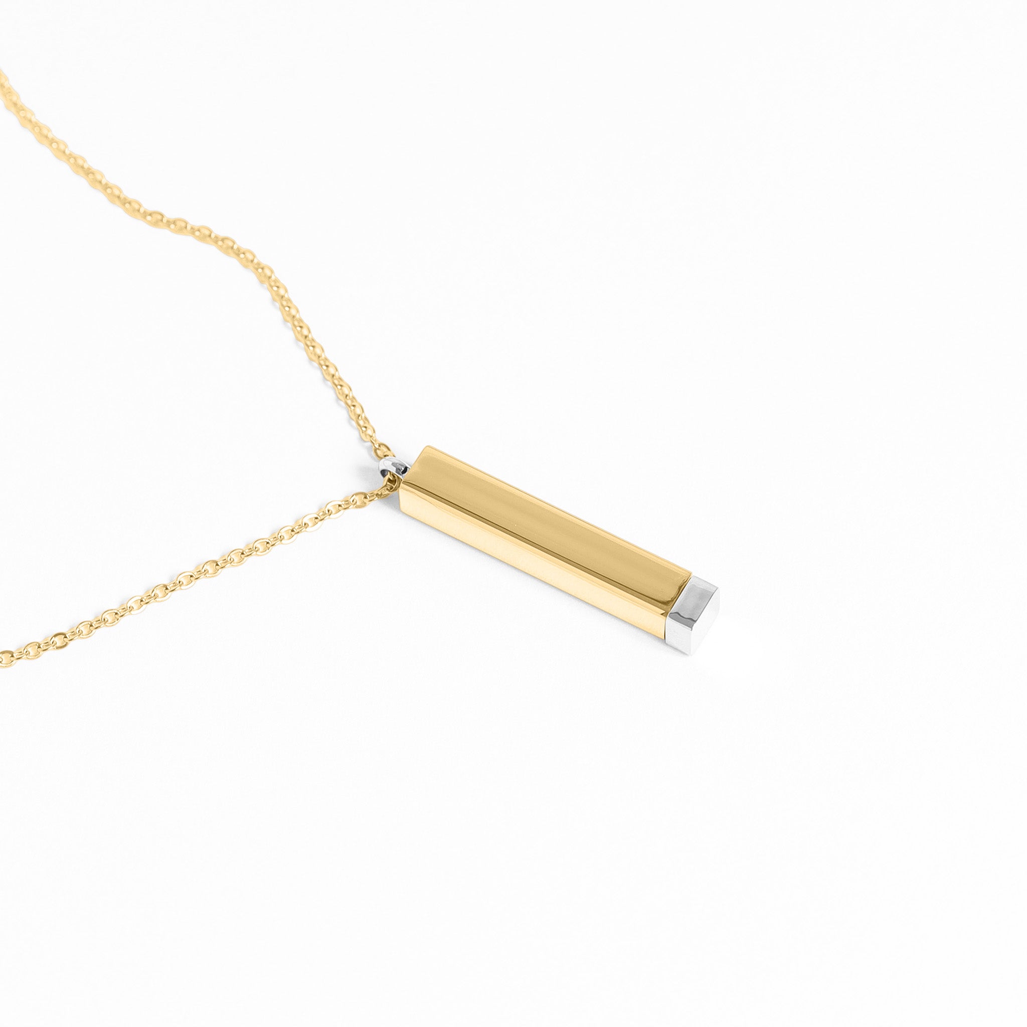 18K Gold PVD Stainless Steel Hidden Message Sliding Blank Bar Necklace / CHN9963、mySite、dreamappss