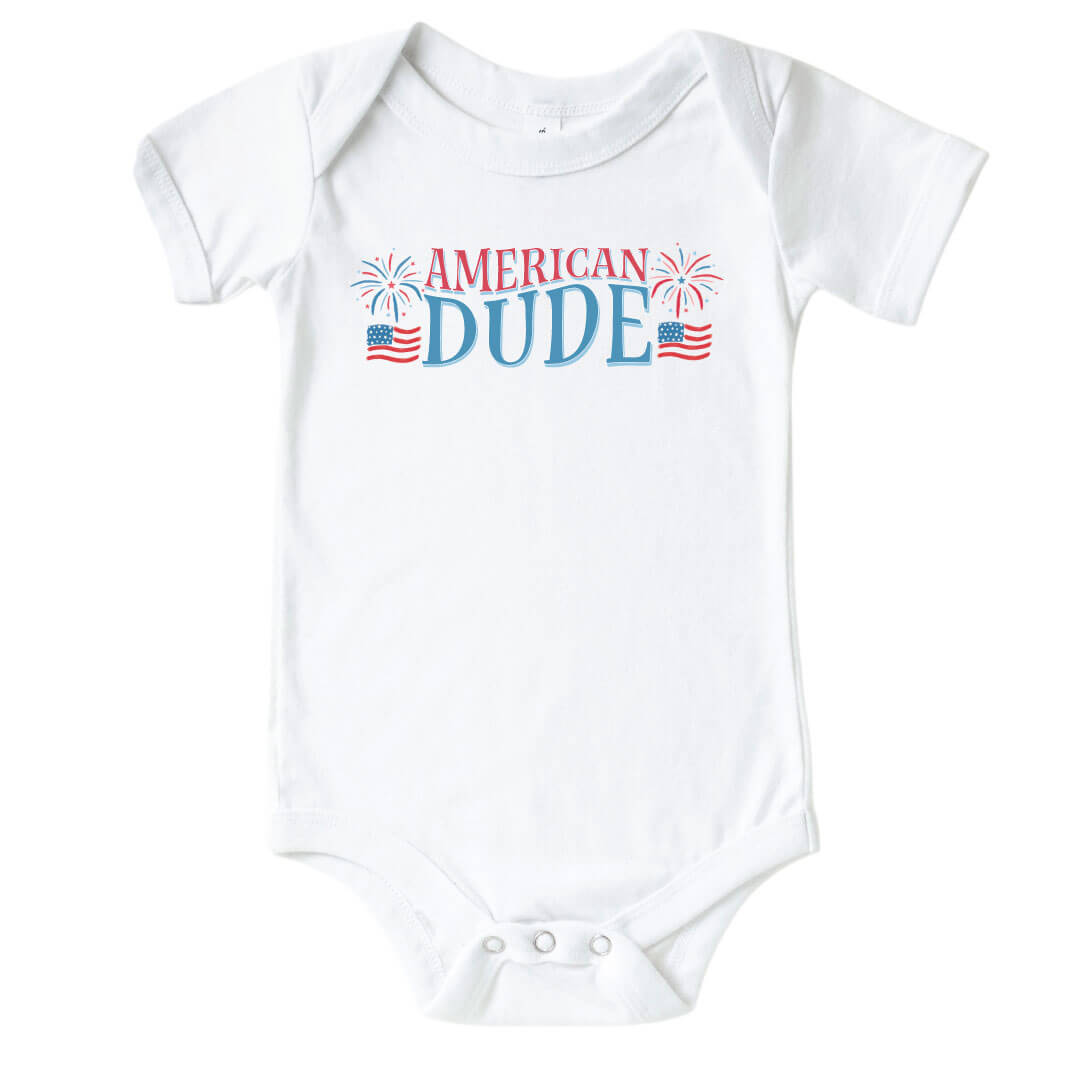  American Dude Fireworks Graphic Bodysuit | White、mySite、layawaytickets