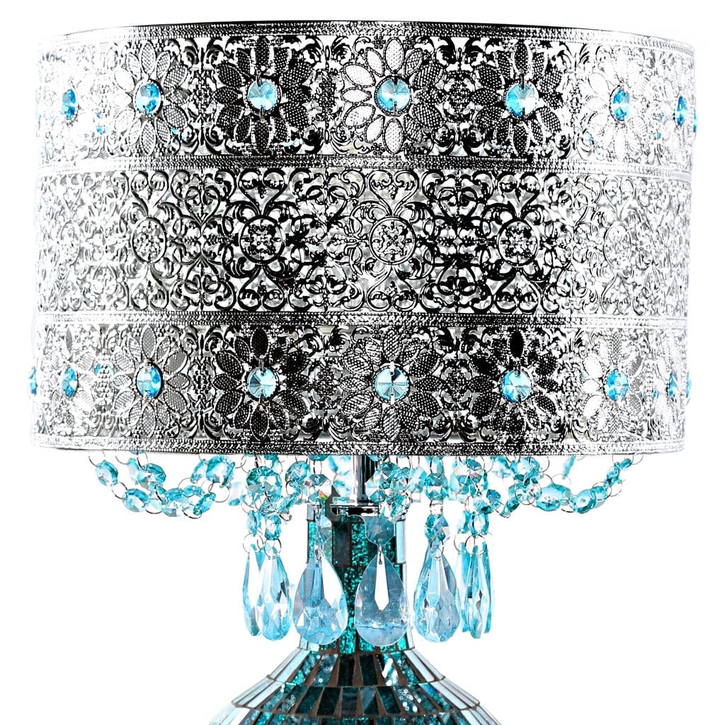 Maverick Silver and Turquoise Crystal Mosaic Base Table Lamp、mySite、g9winljtr