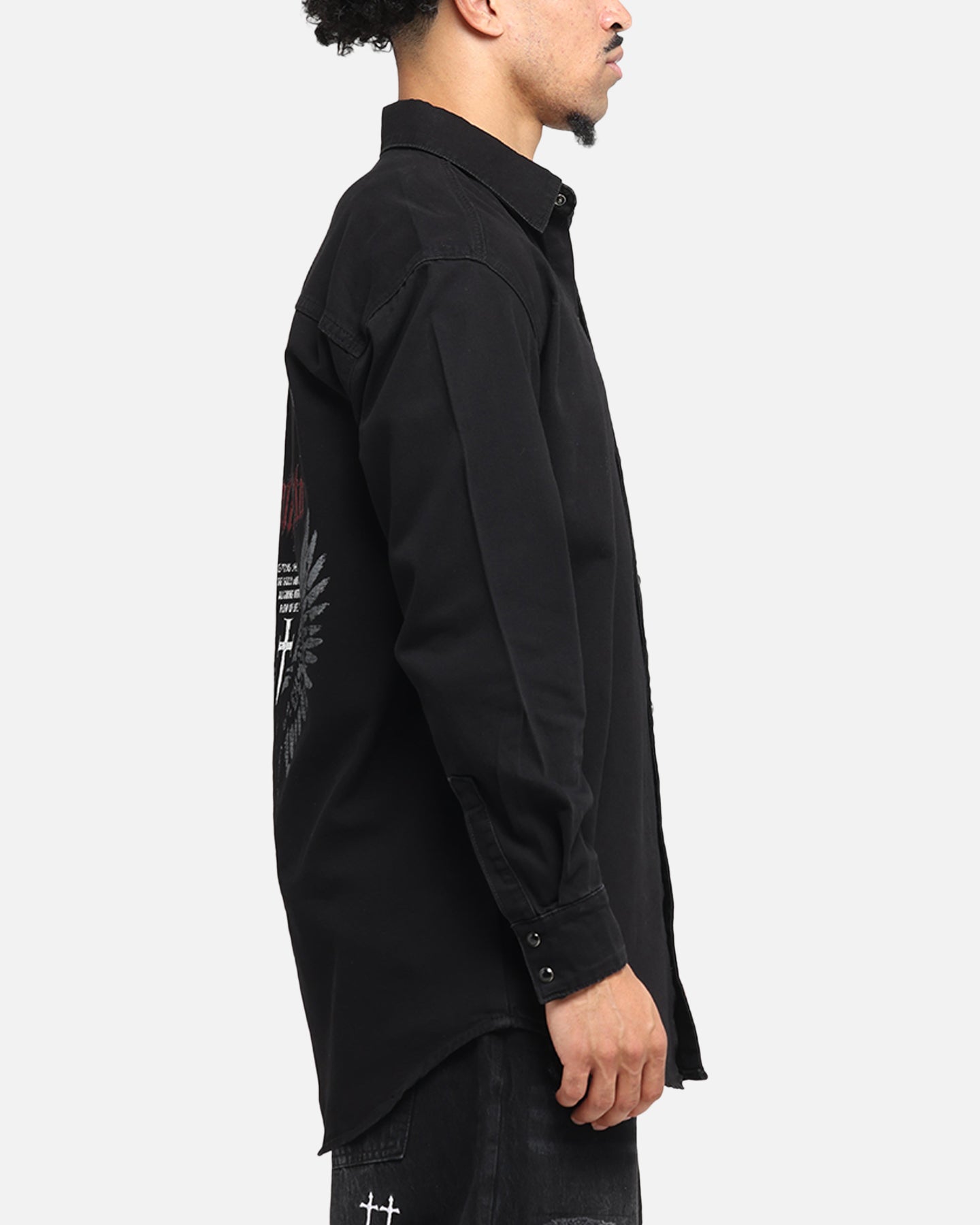 Saint Morta Amorafti Long Sleeve Denim Shirt Black Shadow、mySite、zt4zffjzw