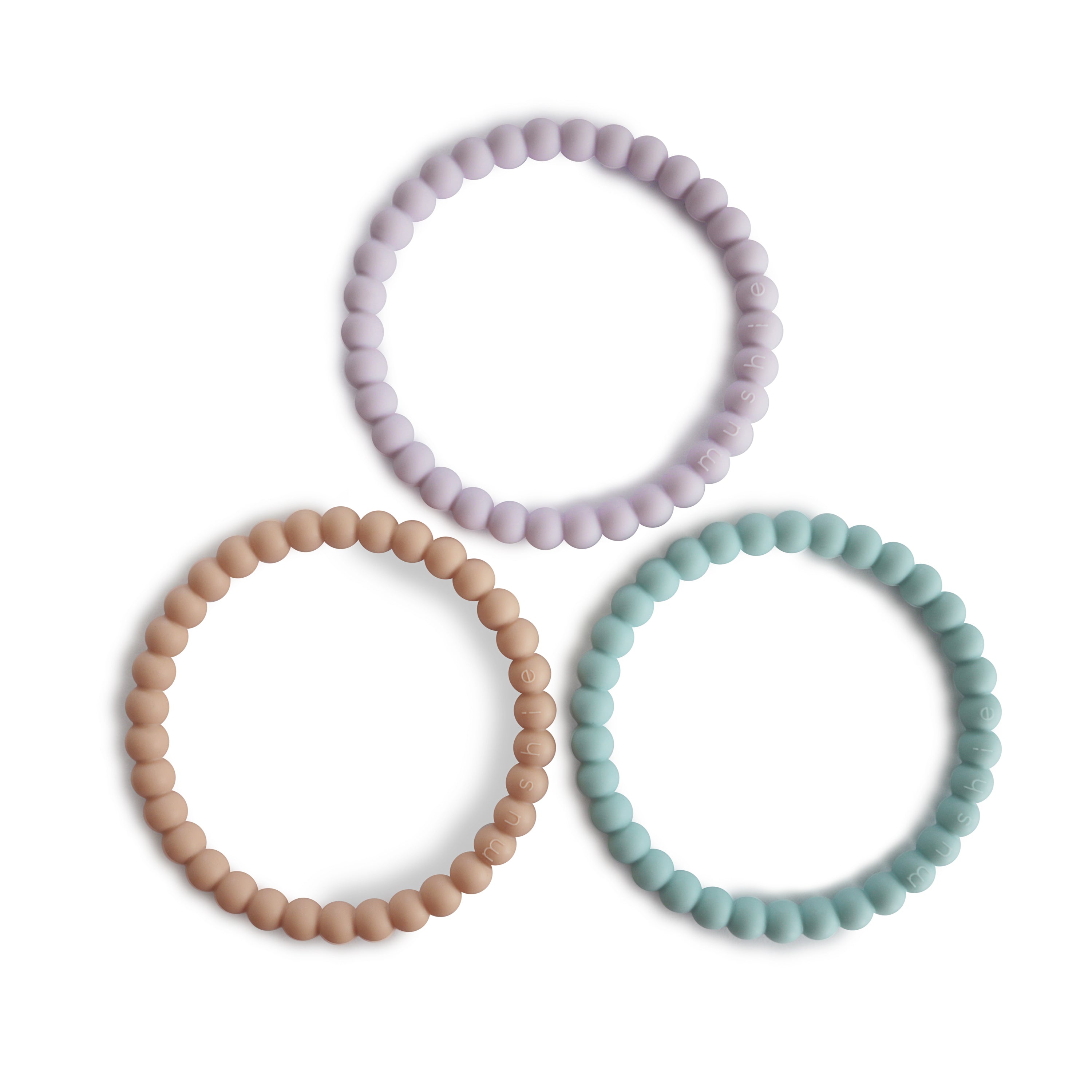 Pearl Teething Bracelet 3-Pack - Lilac/Cyan/Soft Peach、mySite、g9winljtr