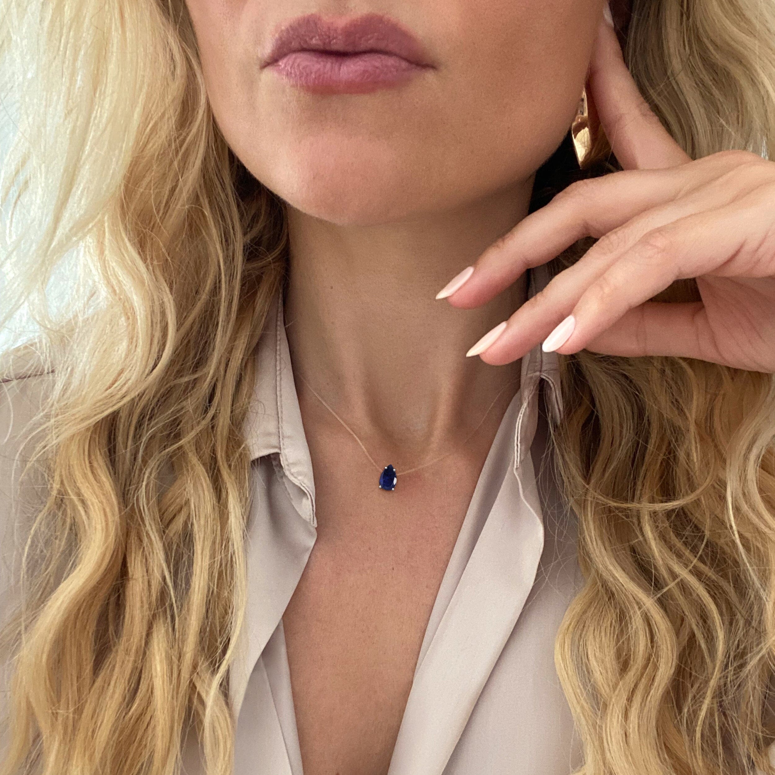 Blue Sapphire Necklace Floating Sway - September Birthstone、mySite、hinf8tx79