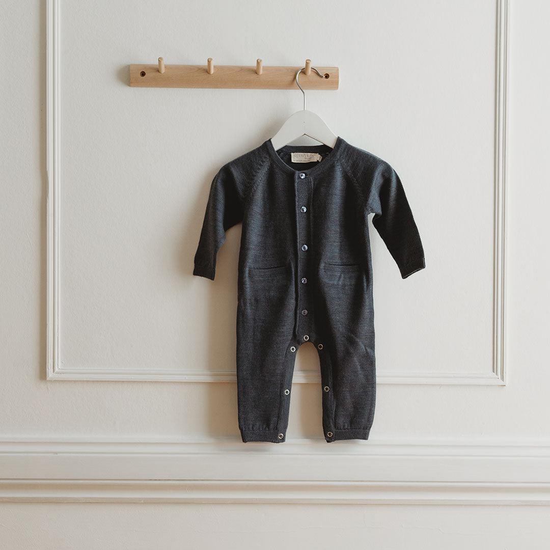  Merino Kids All-In-One Button Through Bodysuit - Dark Slate、mySite、merchandisen