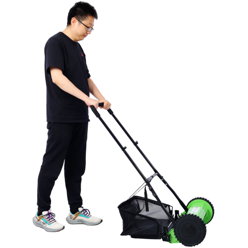 16-Inch 5-Blade Push Reel Lawn Mower with Grass Catcher, GREEN COLOR、、eastwooduniform