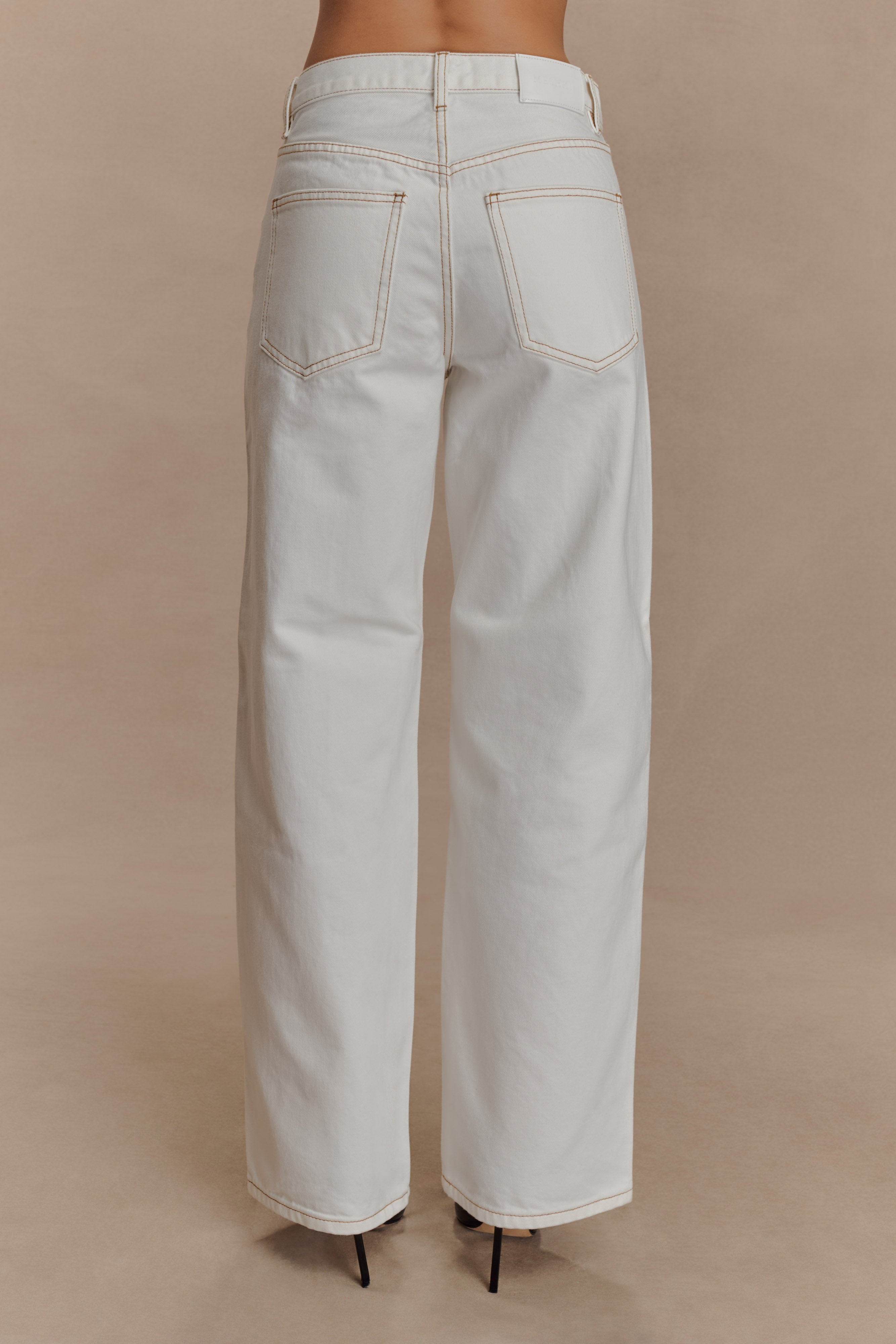 Mannon Mid Rise Denim Jeans - White、mySite、solidvoid