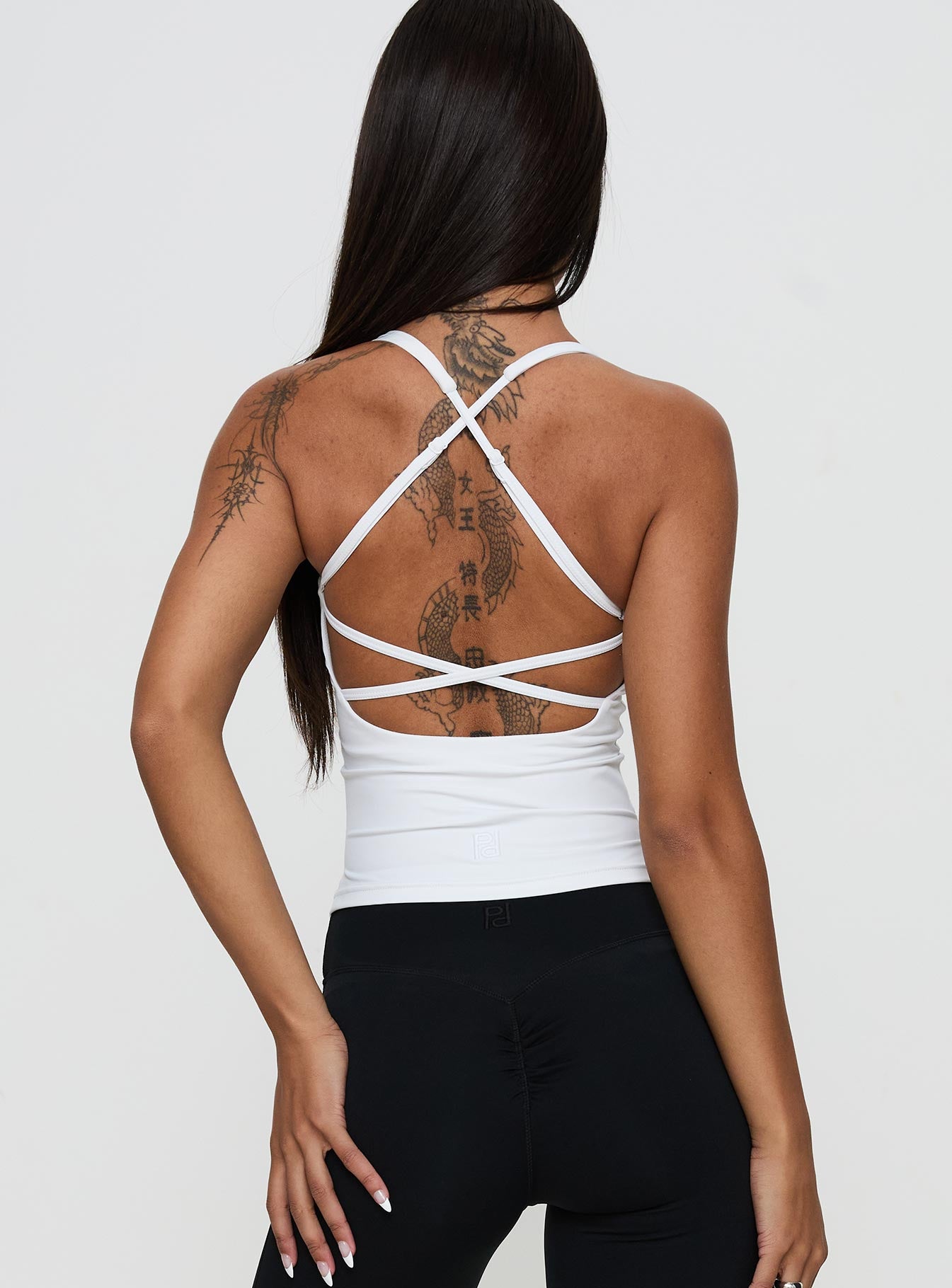 Layup Active Longline Cross Back Top White、mySite、solidvoid