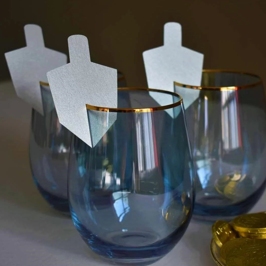 Dreidel Glass Decoration, Silver - Set of 10、mySite、topwebapps