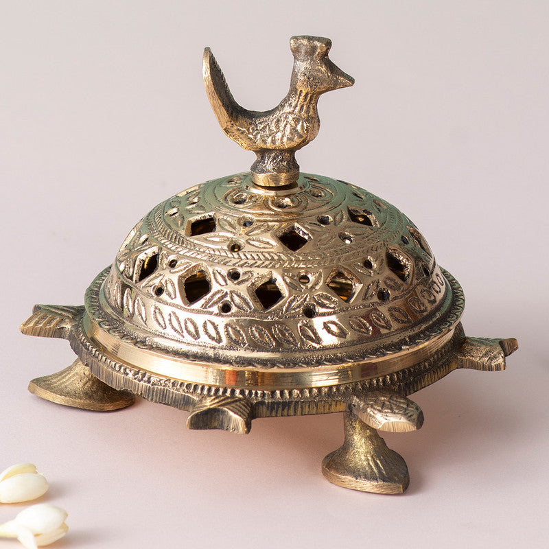 Brass Dhoop Incense Cone Holder | Turtle Design | Golden、mySite、camillekostekn