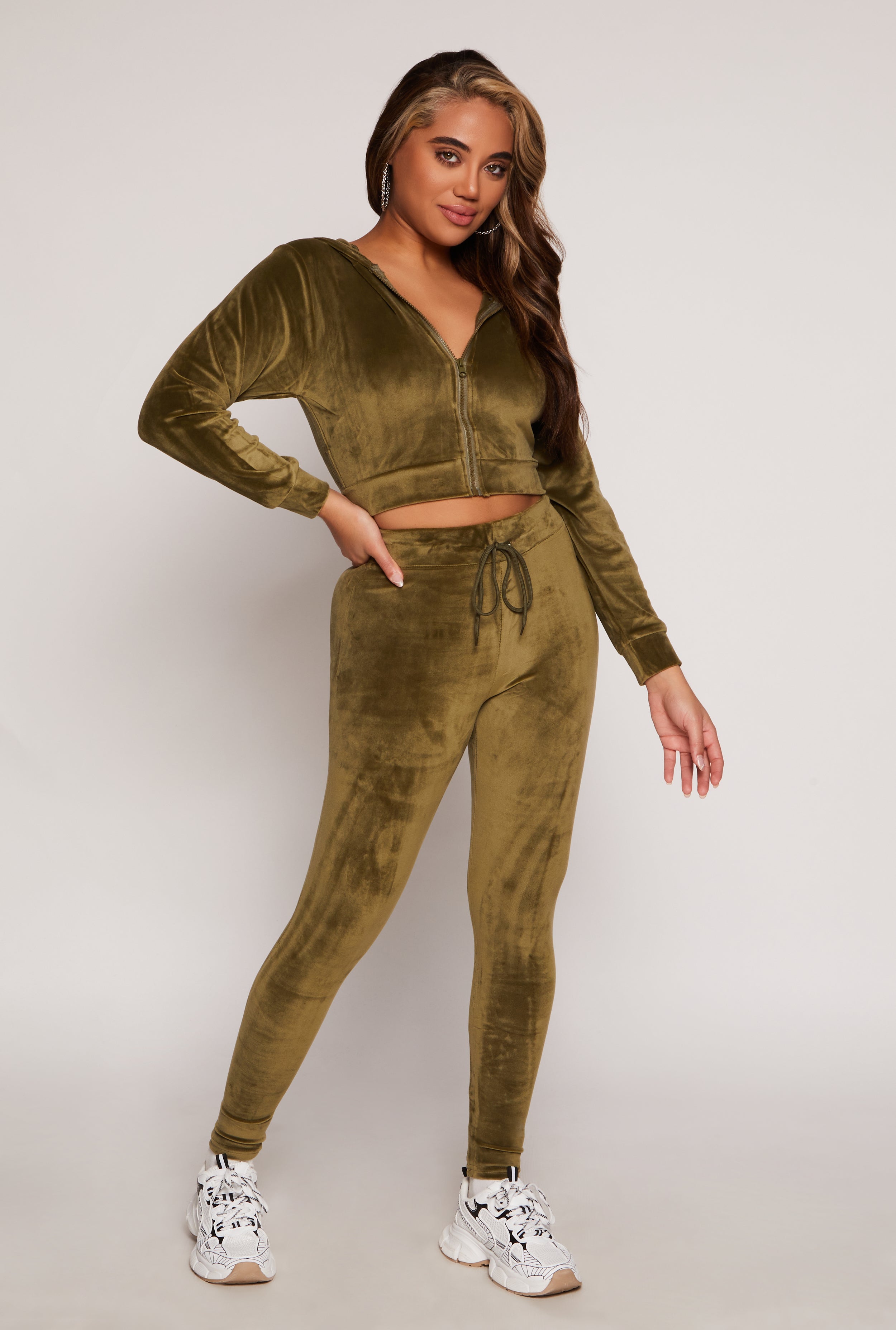 Velour Zip Up Hooded Crop Top、mySite、camillekostekn