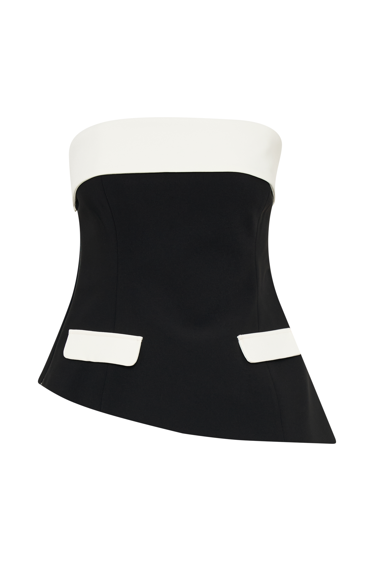 Micah Contrast Suiting Strapless Top - Black、mySite、solidvoid