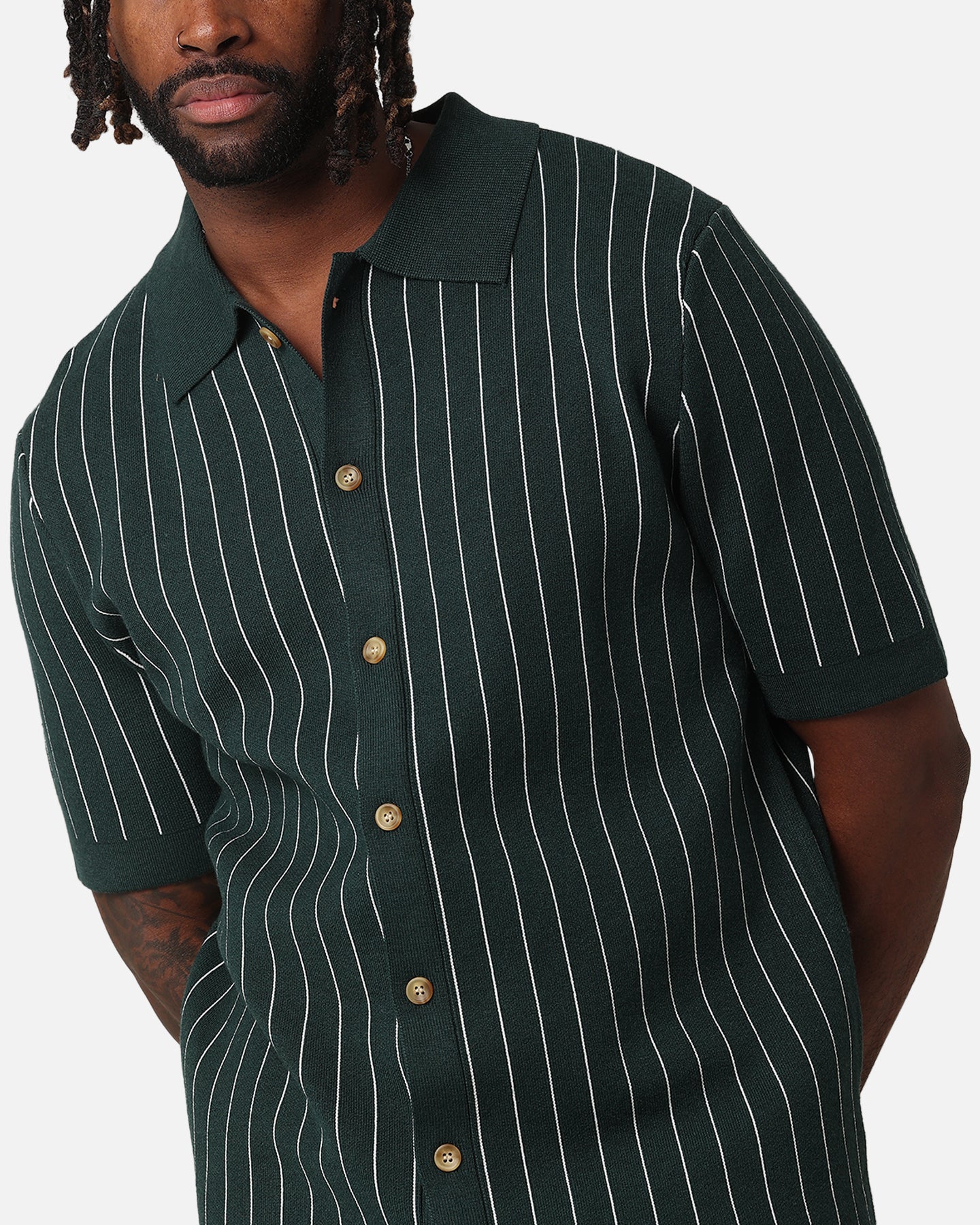 XXIII Nicholas Knit Button Up Shirt Green/White、mySite、zt4zffjzw