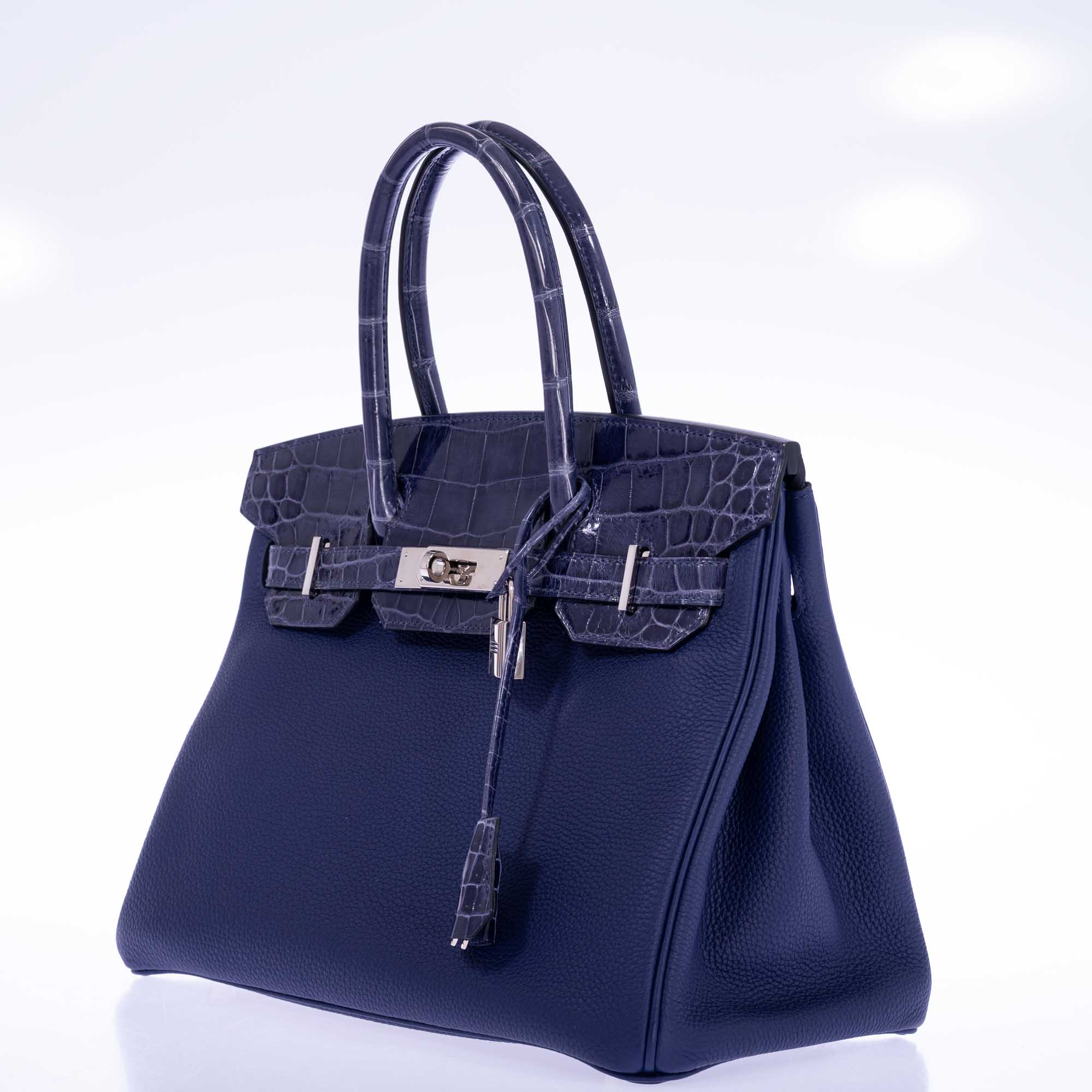 Hermès Touch Birkin 30 Bleu Encre Togo and Shiny Niloticus Crocodile Palladium Hardware、mySite、garminoutage.com