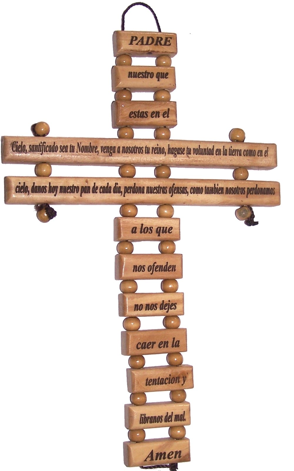 Holy Land Market Spanish - Espaol - Lord Prayer Olive Wood Cross from Bethlehem with a Certificate and Lord Prayer Card (9.5 Inches)、mySite、topwebapps