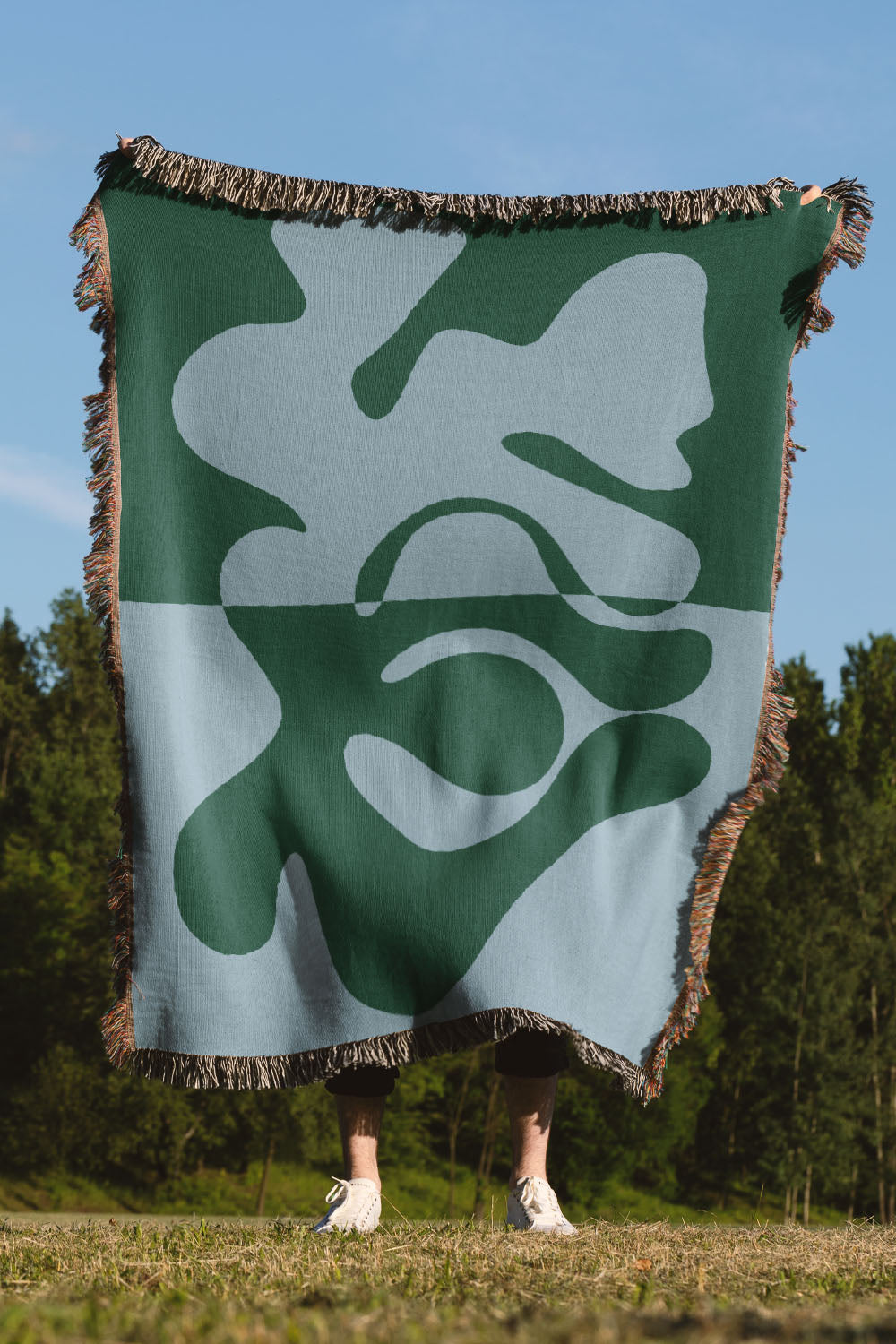 Blue and Green Organic Fusion Cotton Woven Throw Blanket、mySite、gigharbornorthrealestate