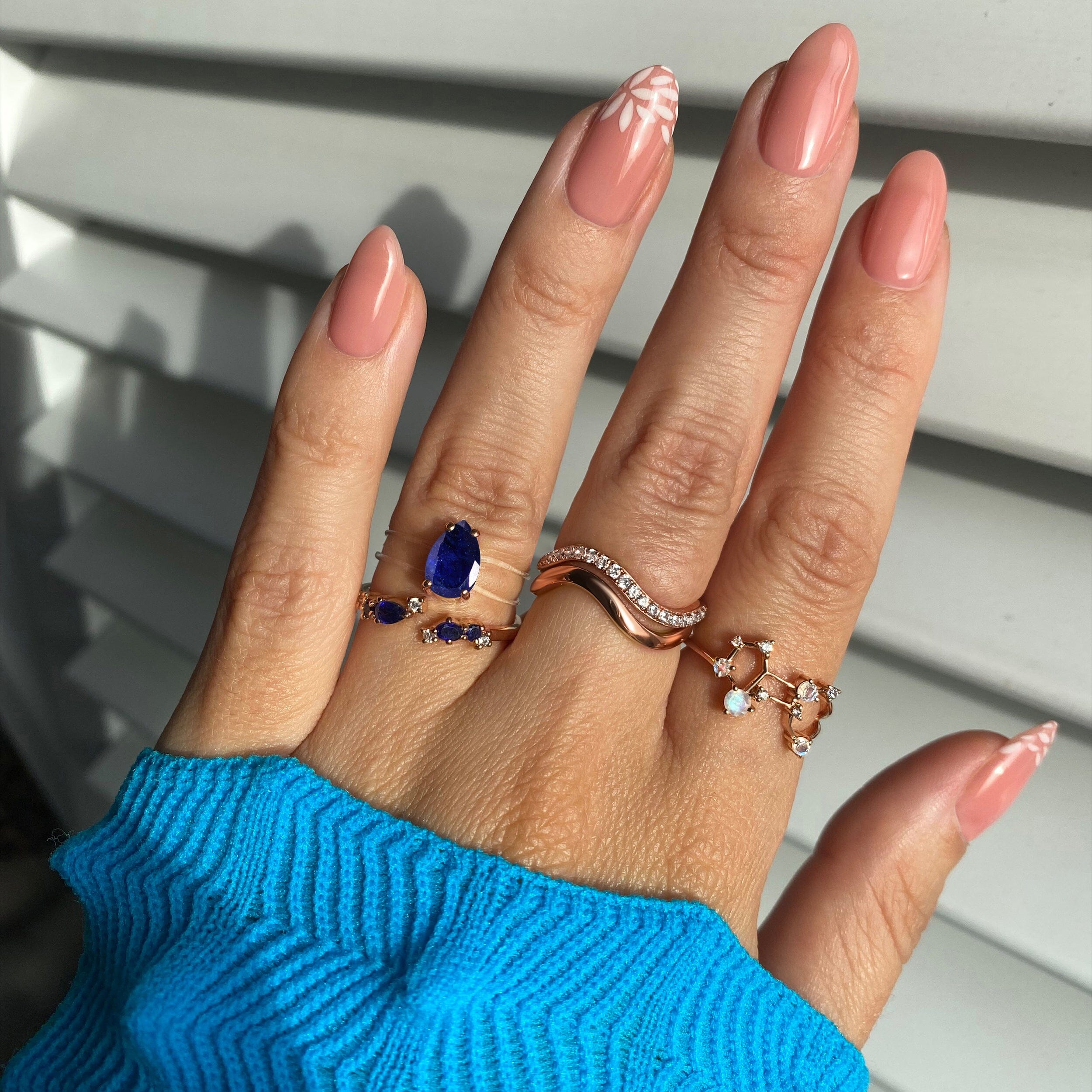 Adjustable Blue Sapphire Ring Flourish - September Birthstone、mySite、hinf8tx79