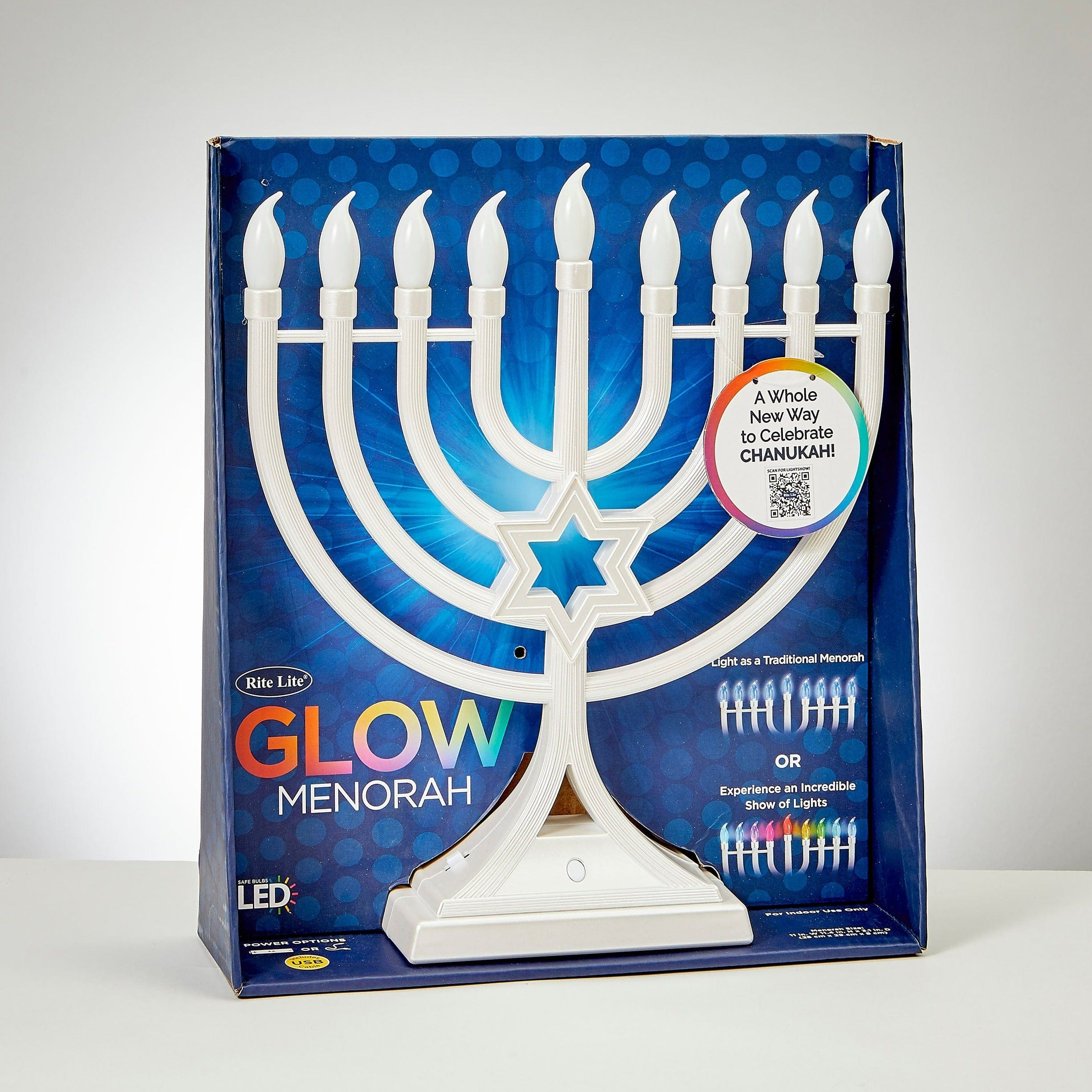 LED Menorah With Multifunction Color Changing Lights - White、mySite、topwebapps