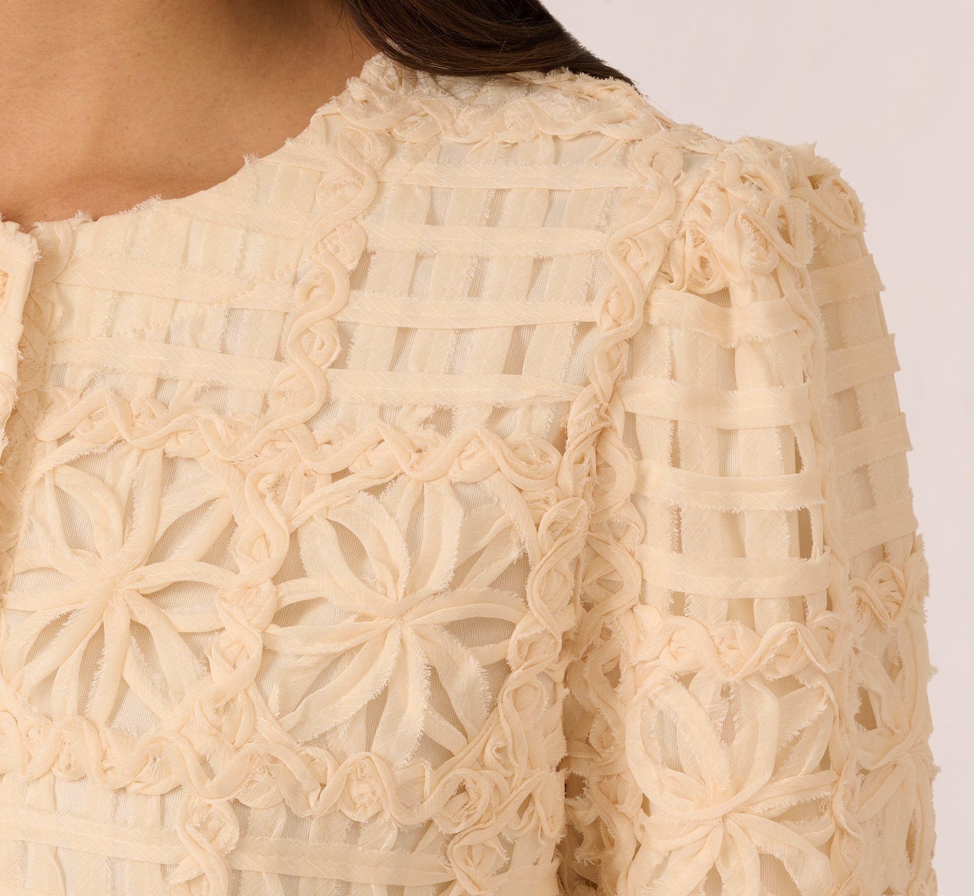 Short Sleeve Chiffon Soutache Jacket In Cannoli Cream、mySite、solidvoid