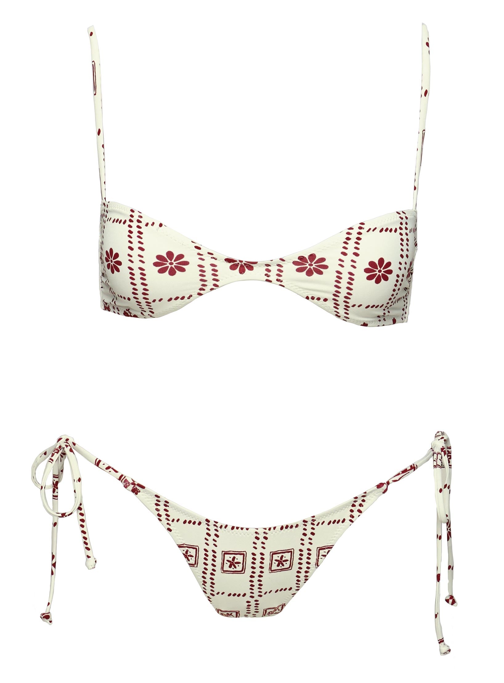 Patisserie Tie Side Bikini Bottoms White / Red、mySite、solidvoid