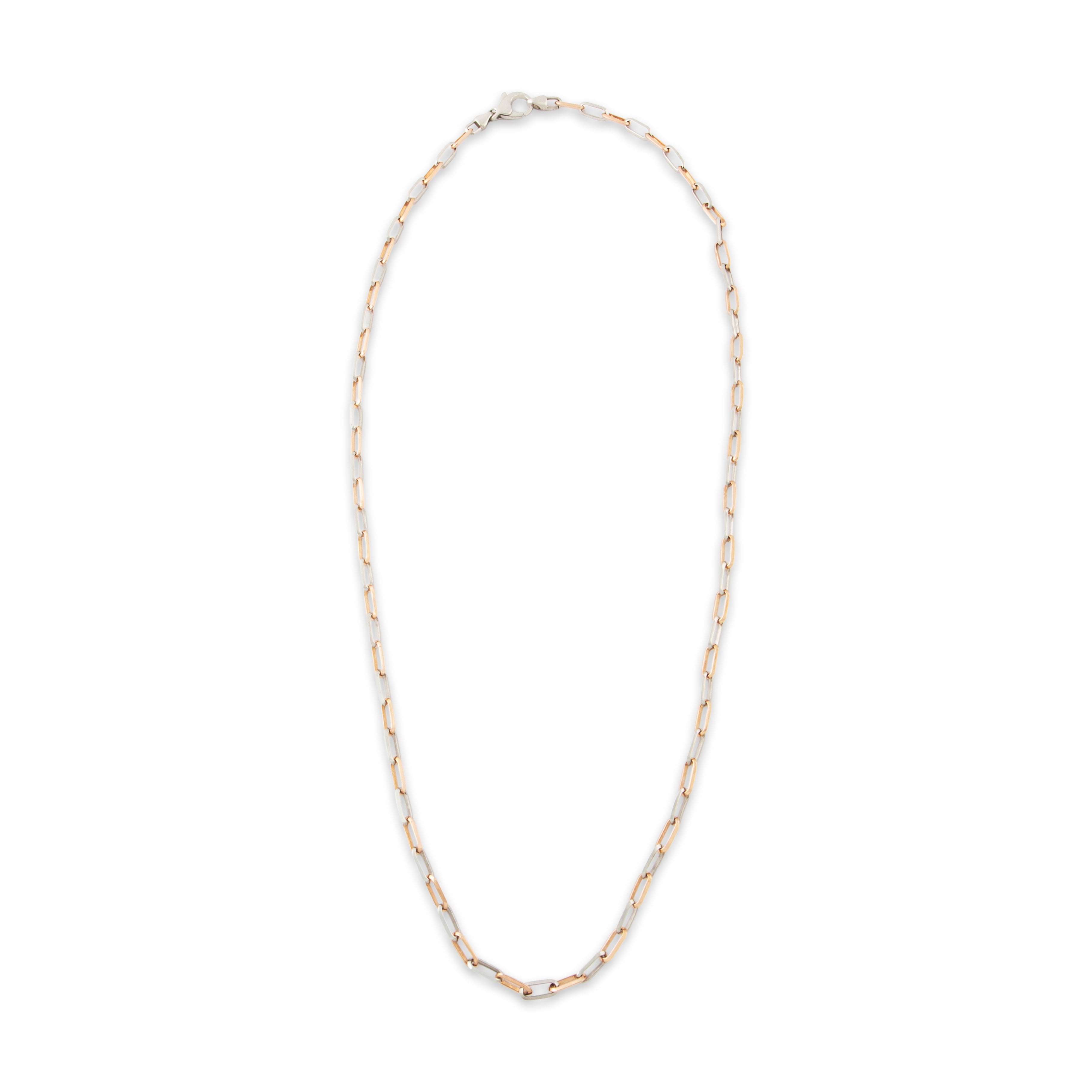 Vintage Heavy 18k Rose Gold & Platinum Wonderful Paperclip Link Necklace 24、mySite、hinf8tx79