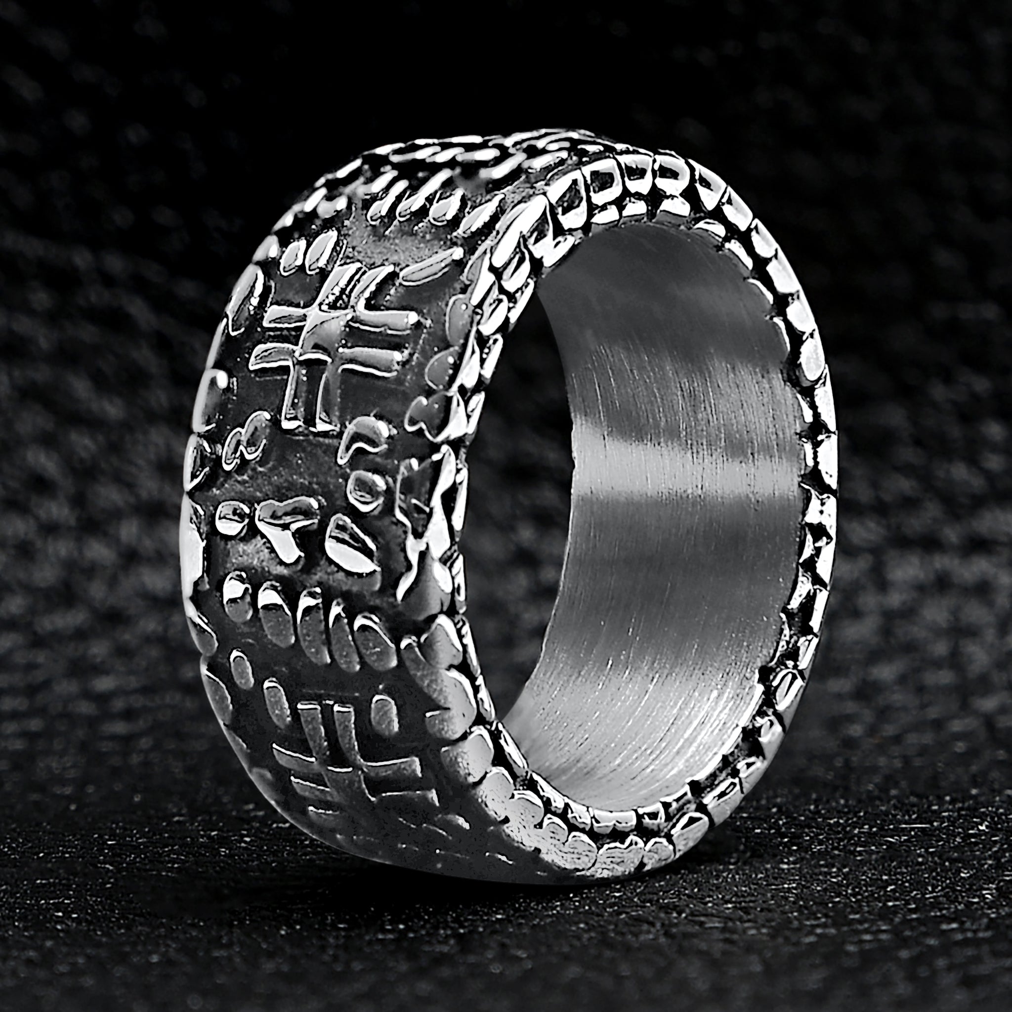 Detailed Cross In Stone Wall Stainless Steel Ring / SCR2219、mySite、dreamappss