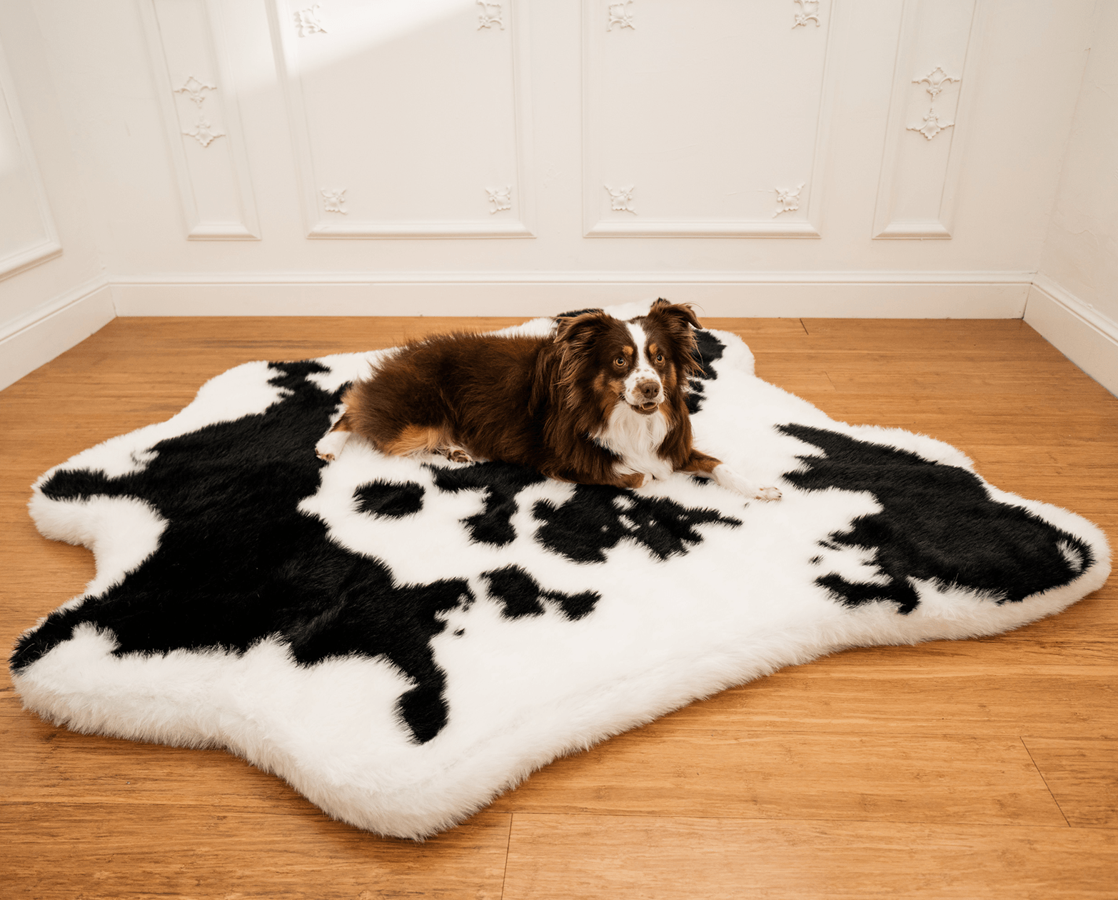 PupRug™ Animal Print Memory Foam Dog Bed - Black Faux Cowhide、mySite、solidvoid