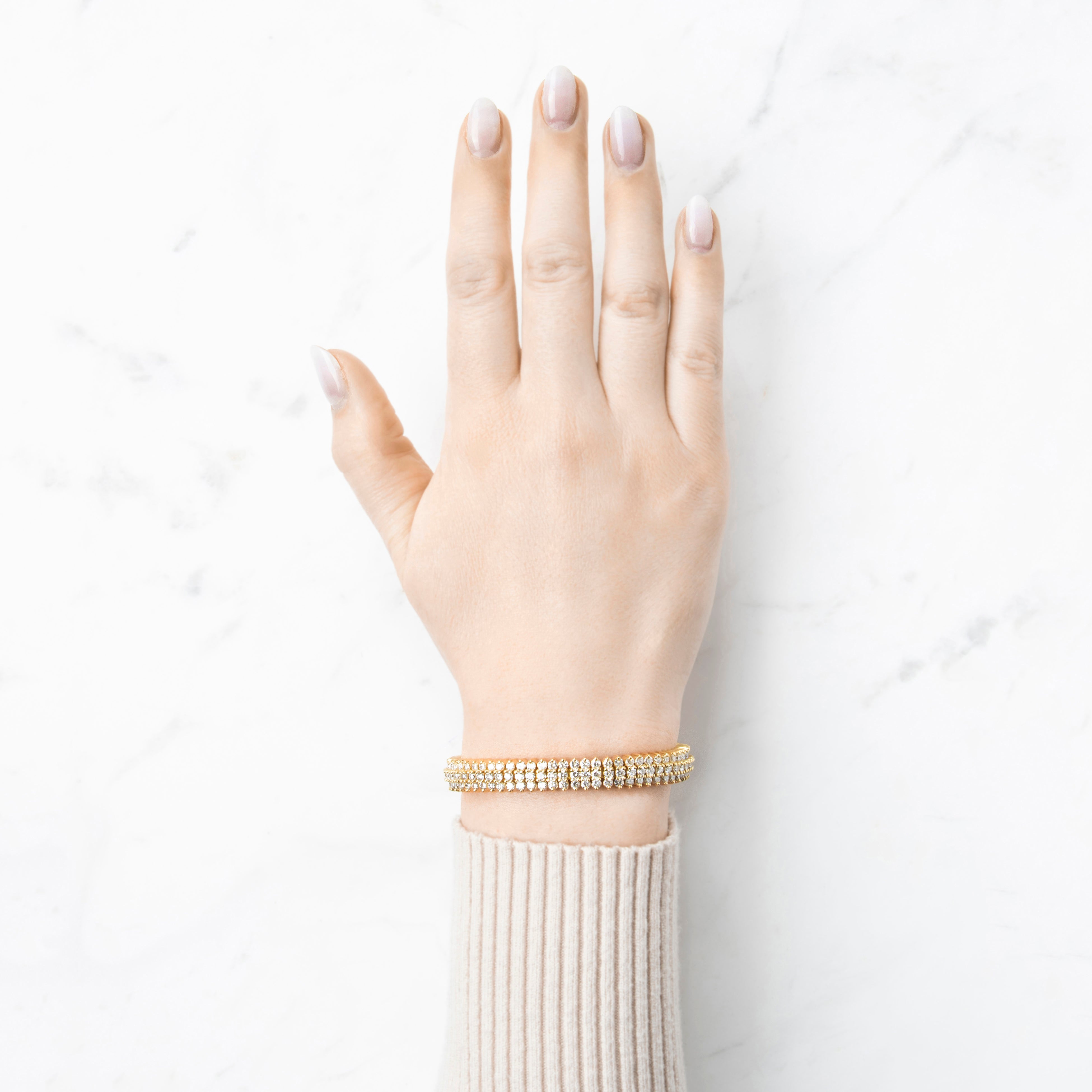 Vintage Jose Hess Heavy 18k Yellow Gold 10.764cttw Diamond Line Bracelet 6.5、mySite、hinf8tx79