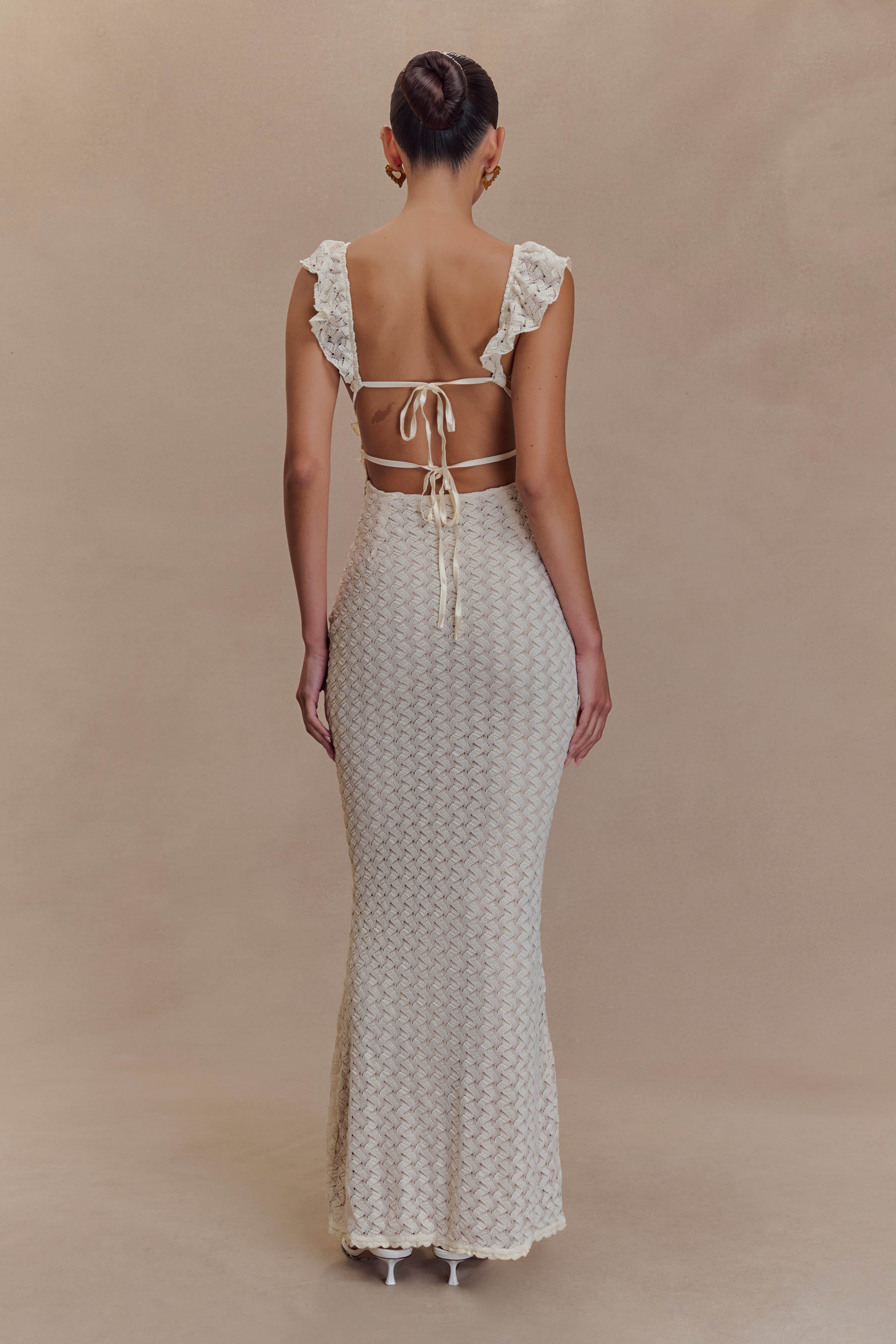 Ezra Lace Maxi Dress - Ivory、mySite、solidvoid