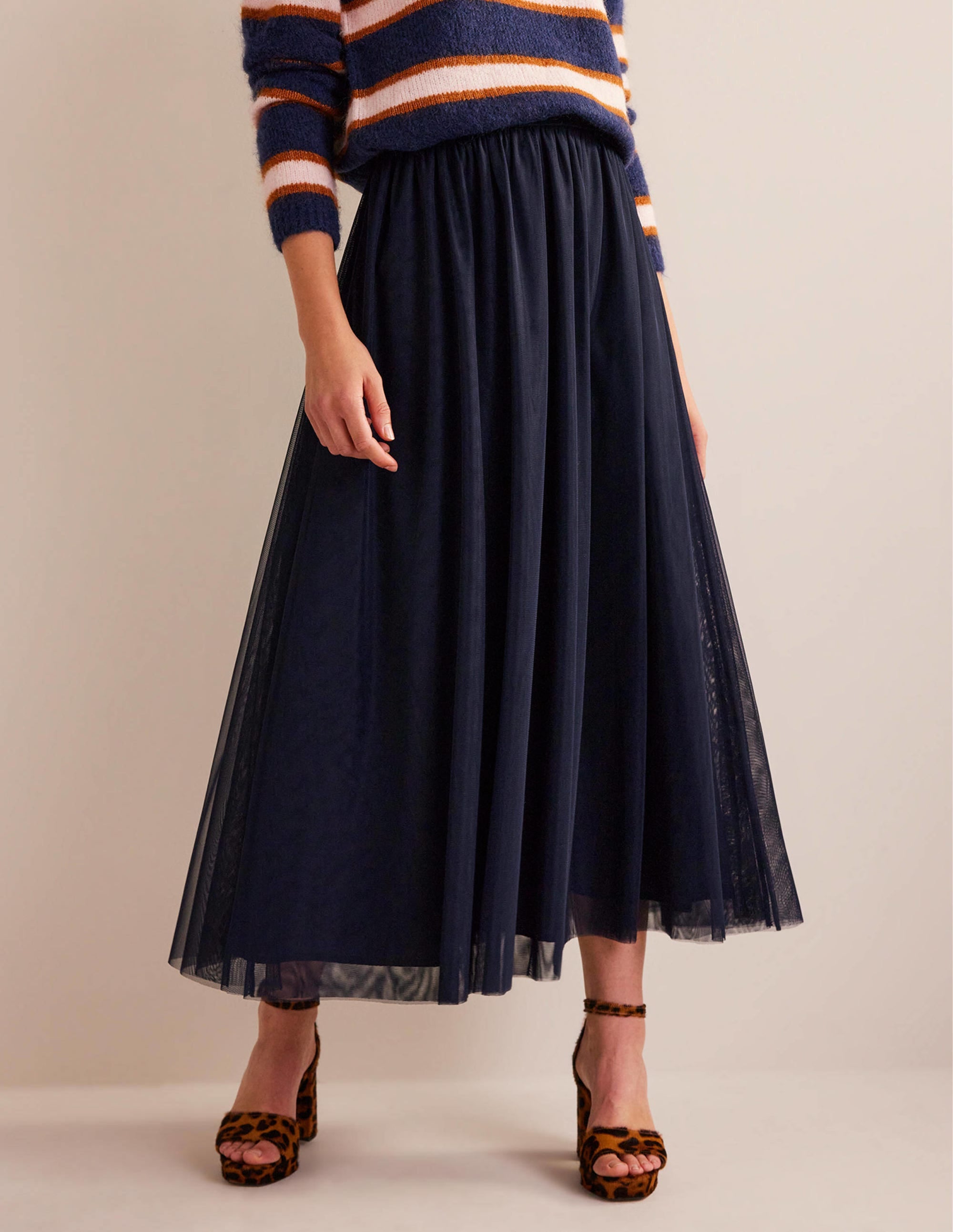  Tulle Full Midi Skirt-Navy、mySite、ashleygrahame