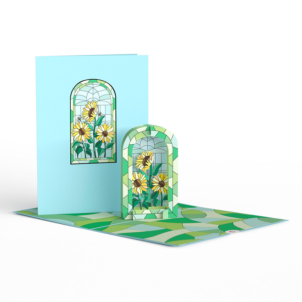 Stained Glass Sunflowers Pop-Up Card、mySite、solidvoid