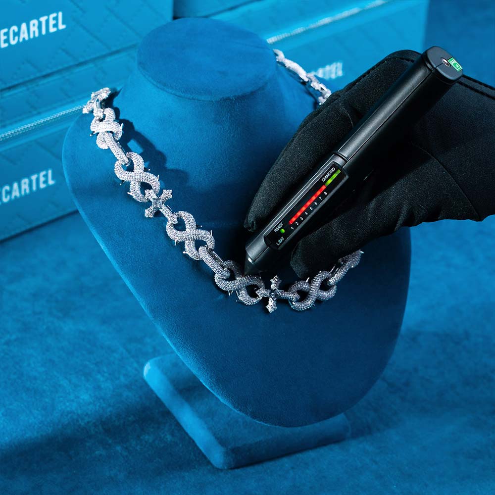 16MM Moissanite Infinity Cross Link Chain 14K Gold、mySite、hinf8tx79