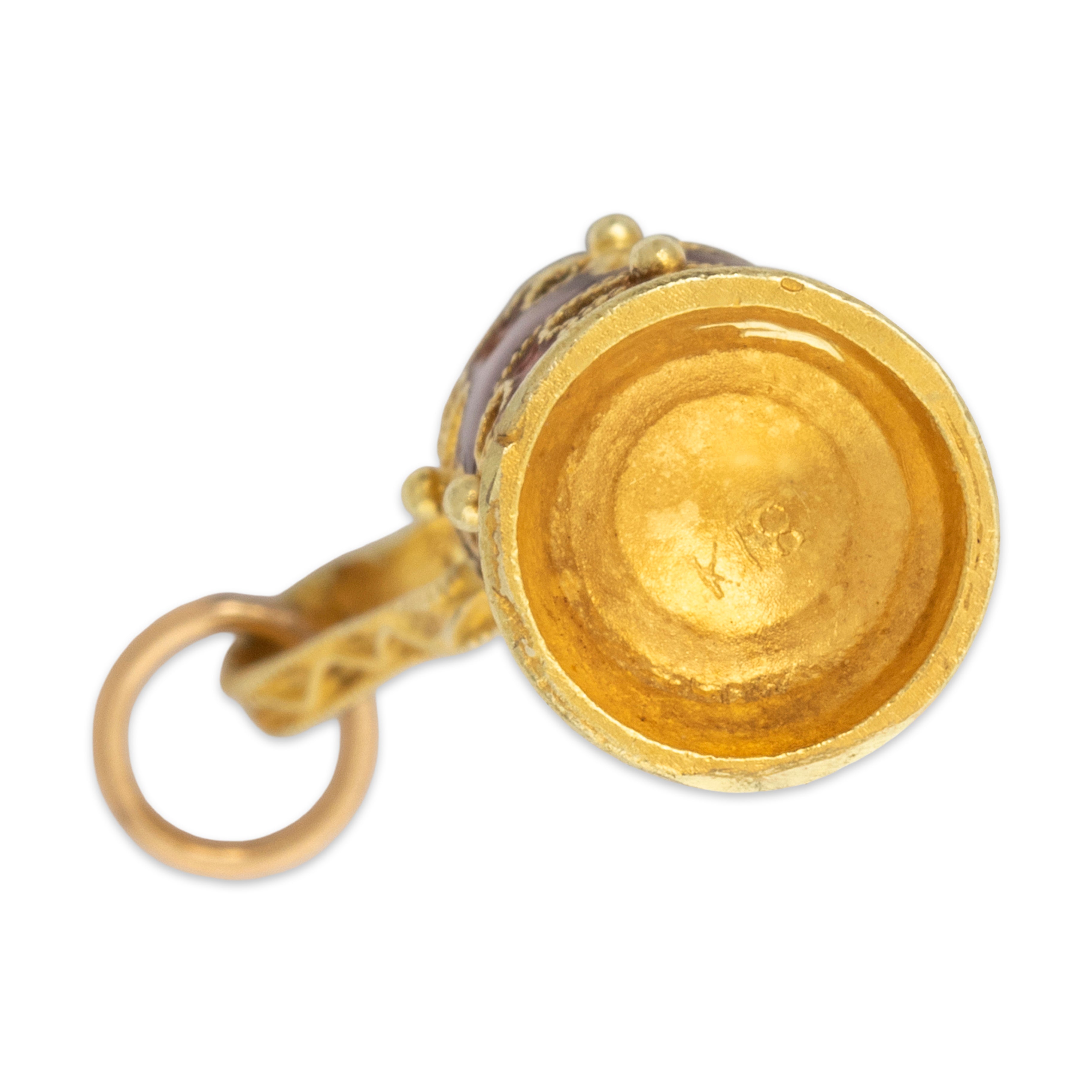 Vintage Large 18k Yellow Gold Red Enamel Figural Detailed Vase Charm / Pendant、mySite、hinf8tx79