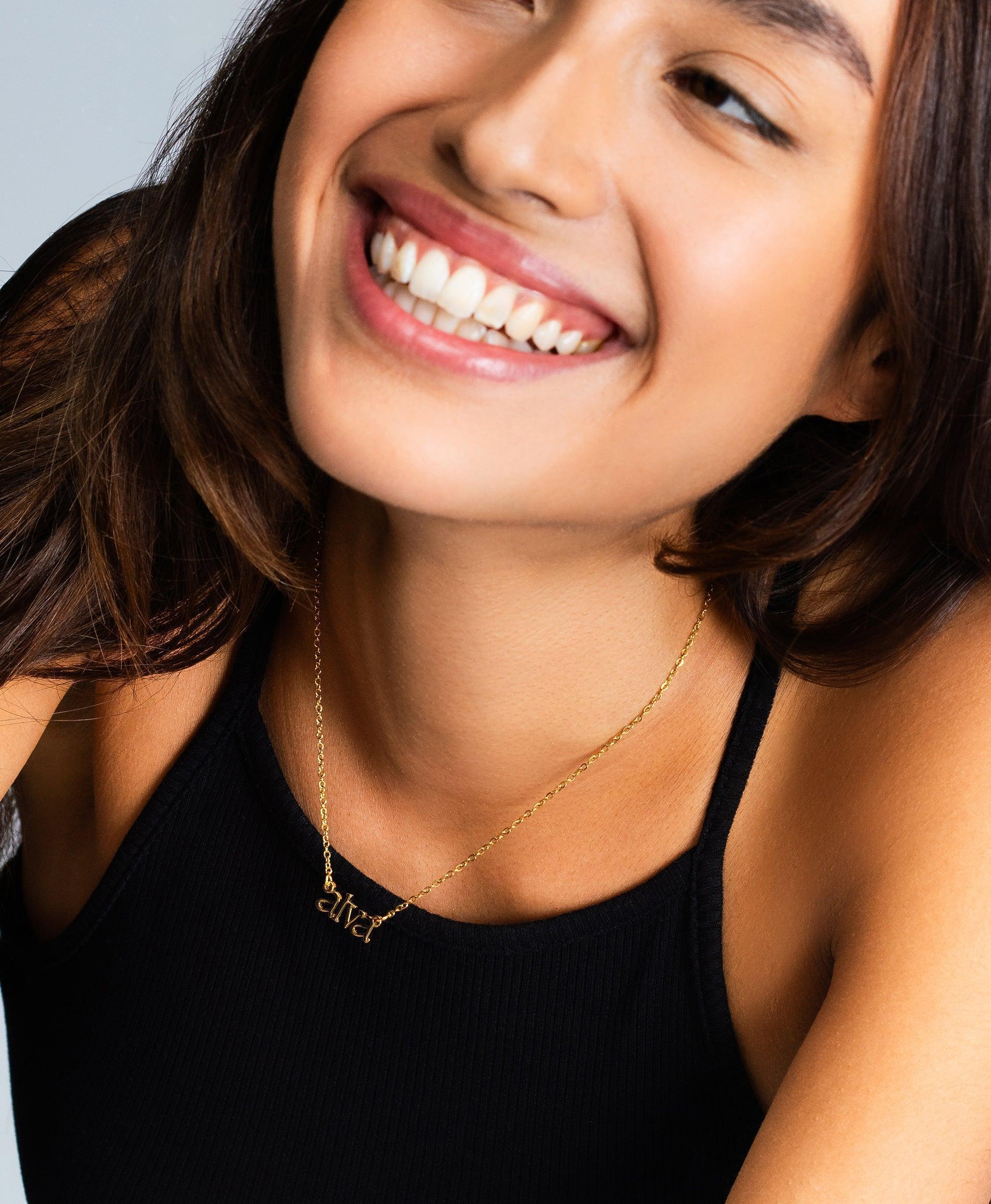  Sleek Name Necklace 18ct Gold Vermeil