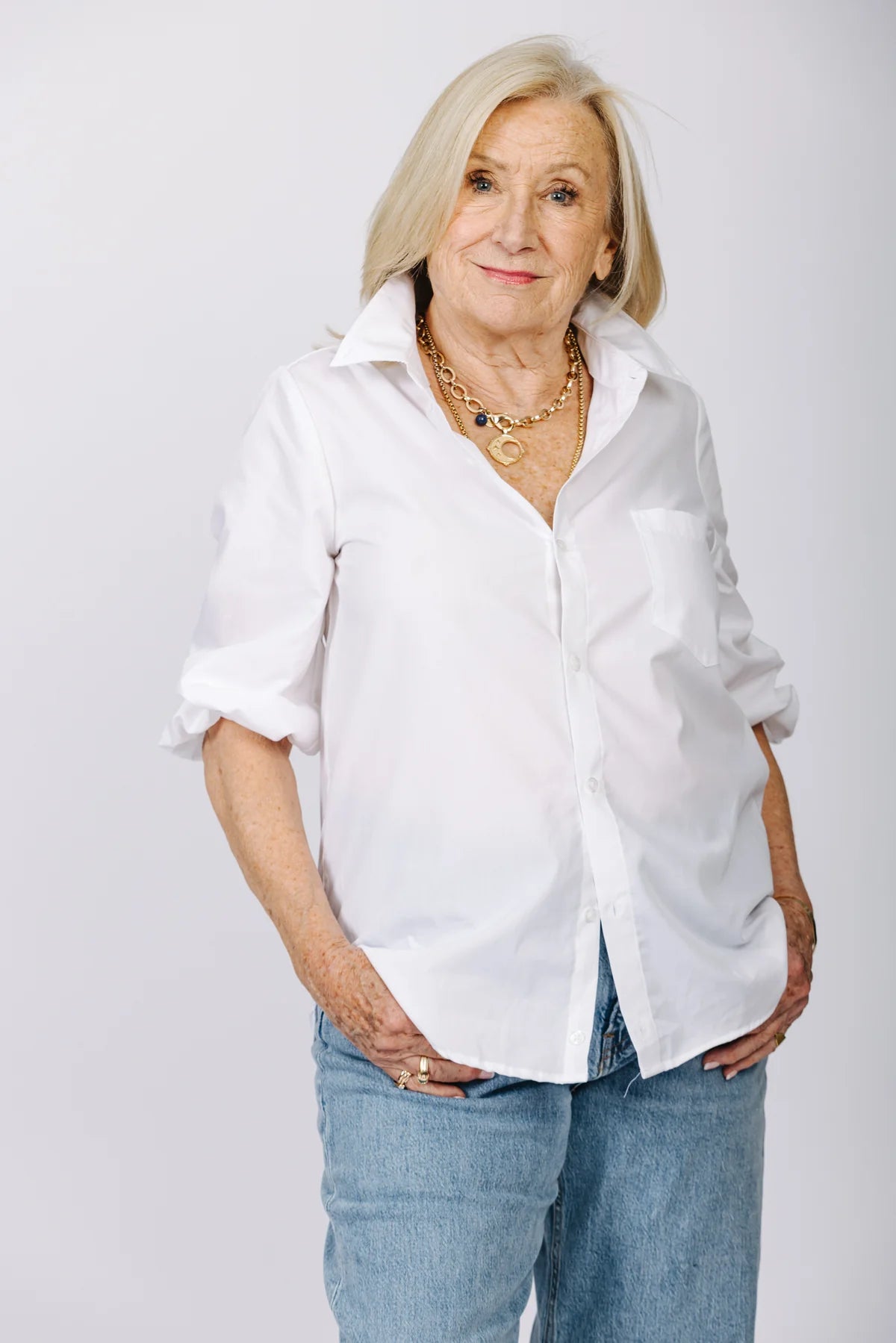 KMJ Meeghan Shirt, White - Final Sale、mySite、noshort