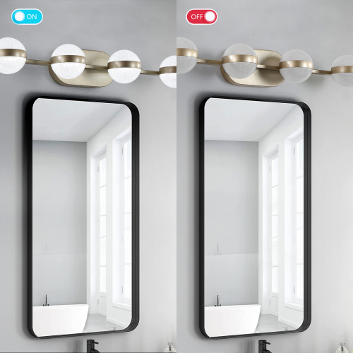 (Same as W1340P143680/LL2001-B-6) 43" Black Minimalist LED Bathroom Vanity Light with Crystal Sand Acrylic Shades,6-Light Wall Mounted Decorative Lighting Fixture, Suitable for Bathroom Vanity Mirror、、eastwooduniform