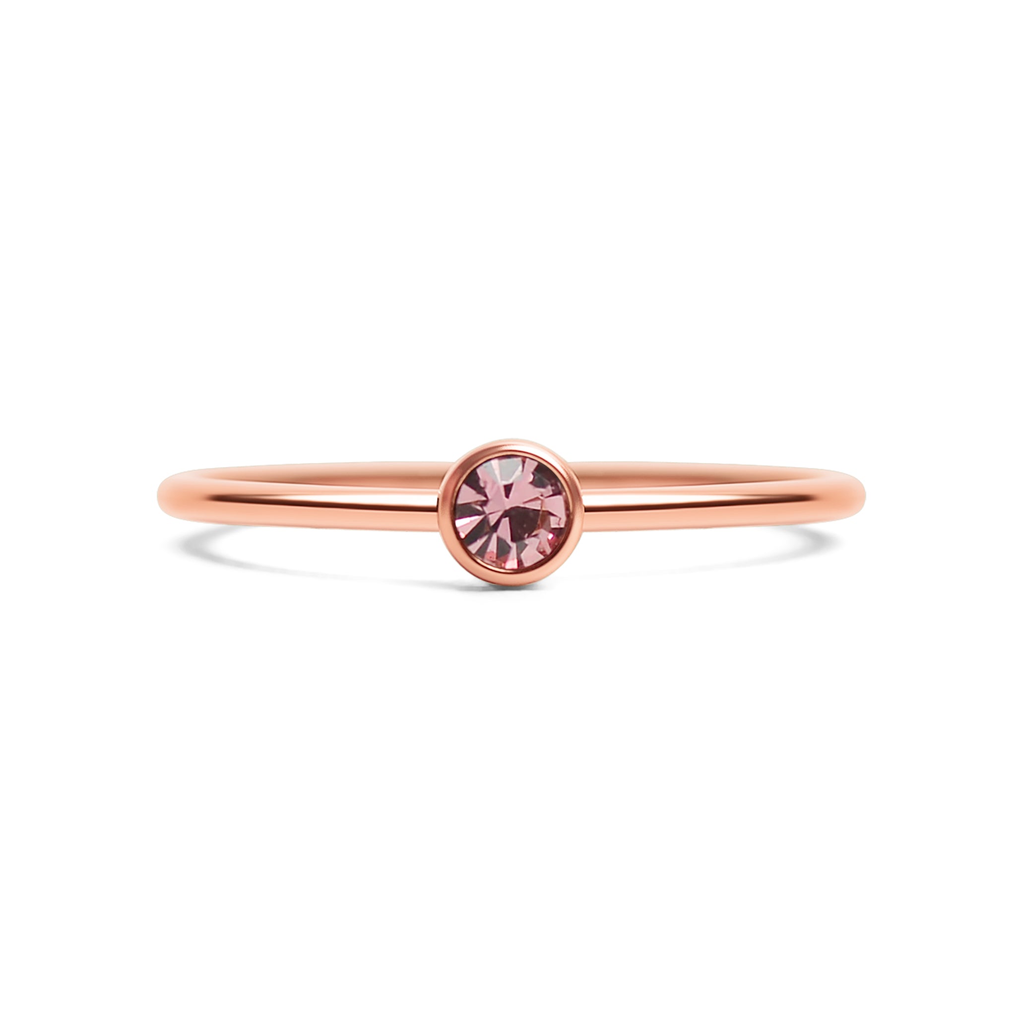 18k Rose Gold PVD Coated Stainless Steel Birthstone Stacking Ring / ZRJ1002、mySite、dreamappss