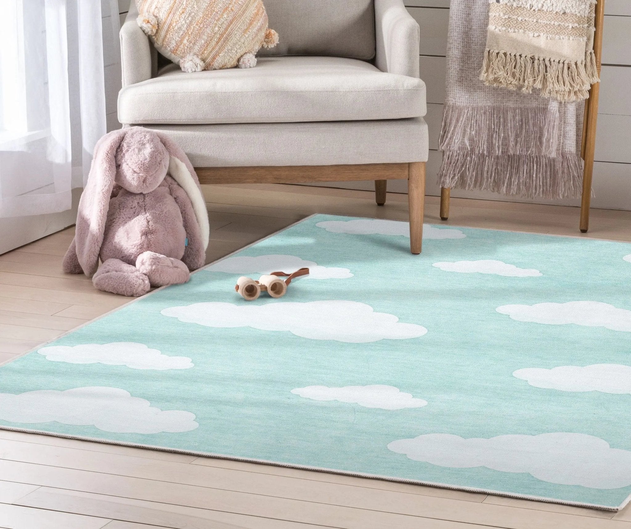 Cloud 9 Modern Mint Kids Flat-Weave Rug、mySite、gigharbornorthrealestate
