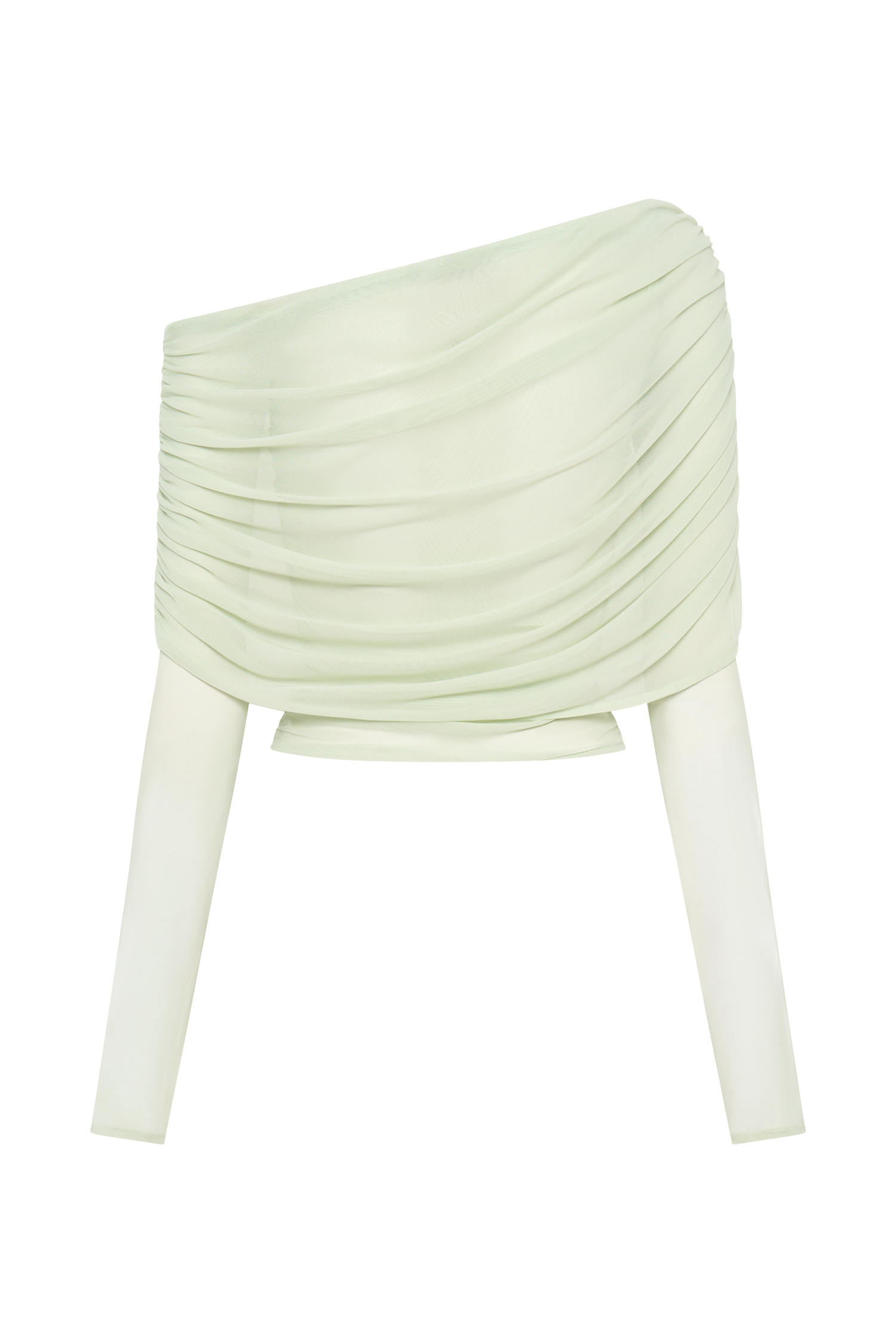 Everly Sheer Mesh Off Shoulder Top - Pastel Green、mySite、solidvoid