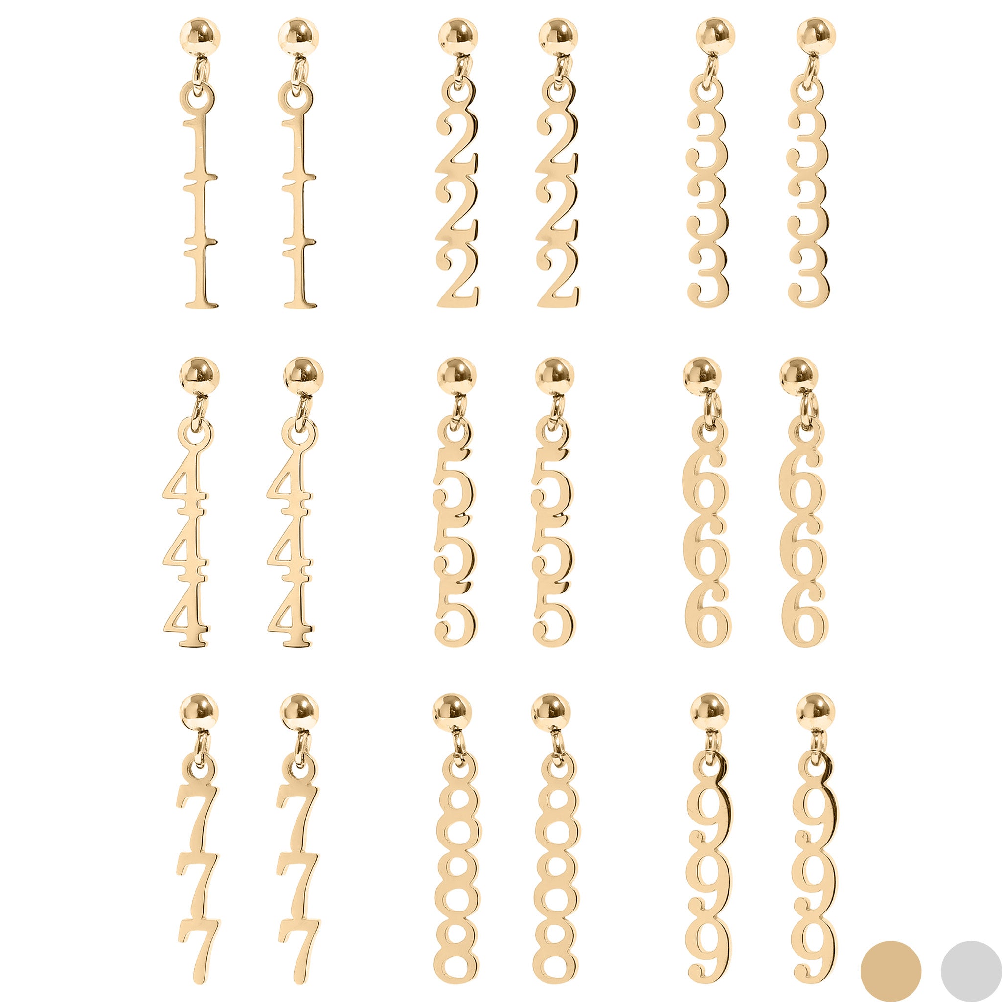 27 PC 18K Gold Stainless Steel Angel Number Earring Set / BND0054、mySite、dreamappss