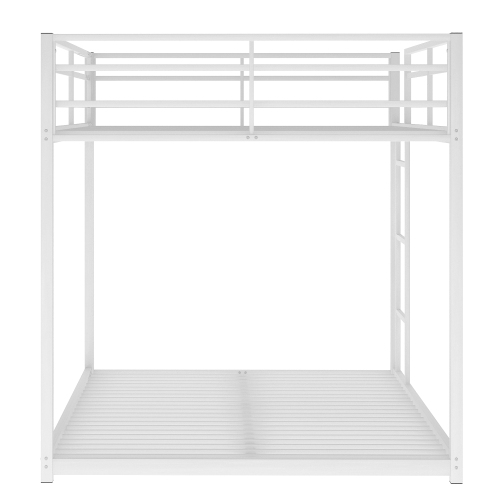 Full over Full Metal Bunk Bed, Low Bunk Bed with Ladder, Black(Old SKU:MF197034AAB)、、casual