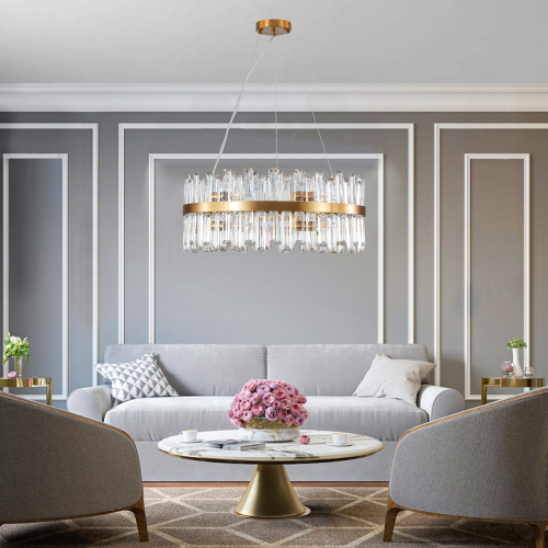 23.6 Inches Luxury Chandeliers Crystal Living Room Bedroom Decorative Lights Simple Modern Dining Room LED Lighting,for Home Decor (Bulbs Not Included)、、eastwooduniform