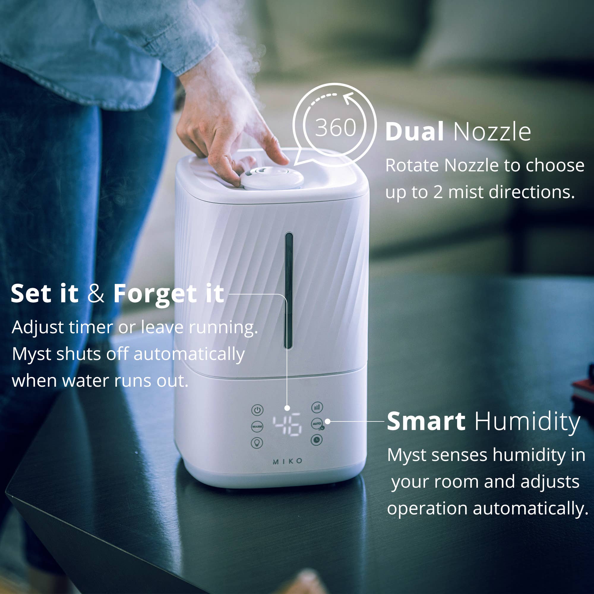 Cool and Warm Humidifier by Miko - Miko Ultrasonic Humidifier, Cool or Warm Mist、mySite、g9winljtr