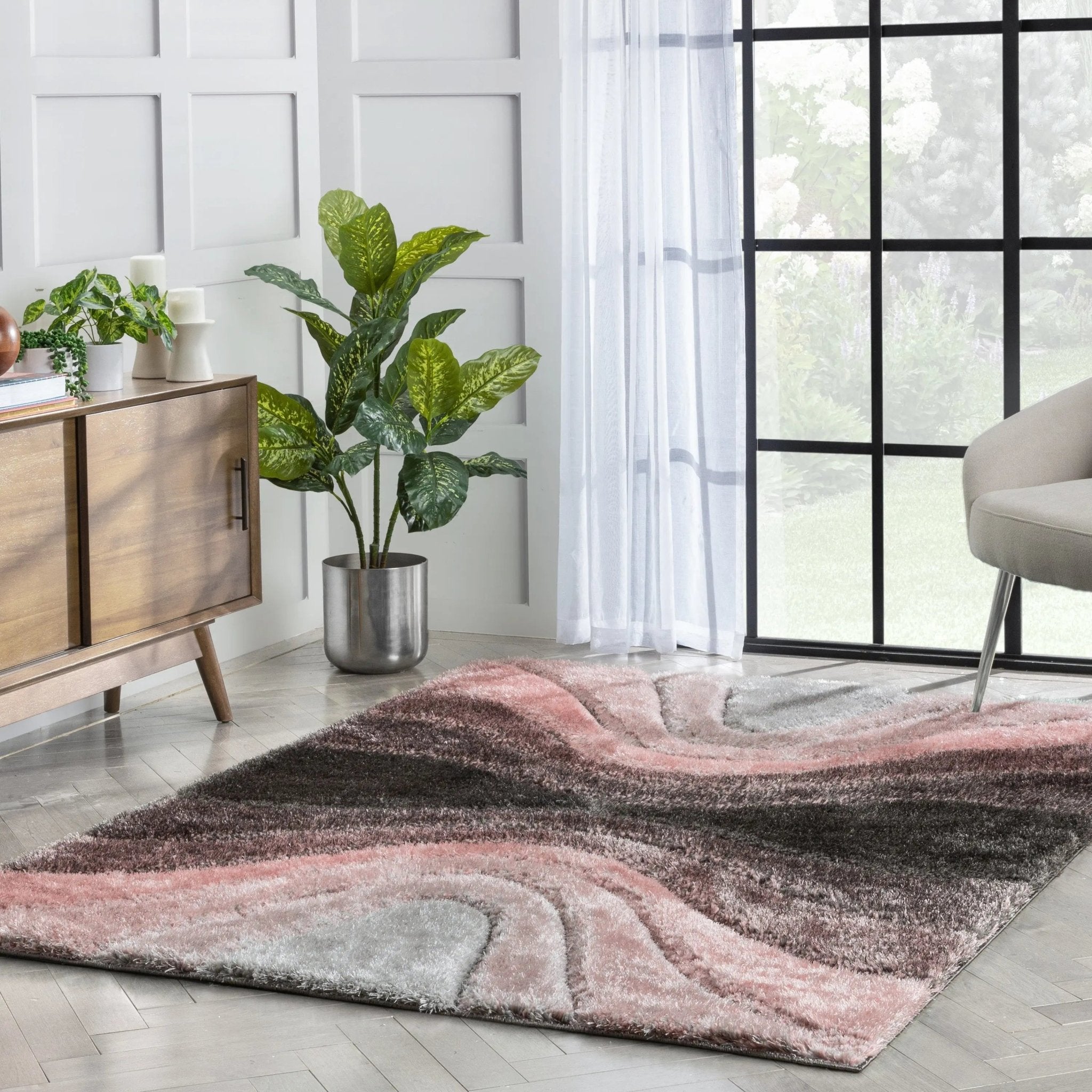 Luz Modern Geometric Blush 3D Textured Thick & Soft Shag Rug、mySite、gigharbornorthrealestate