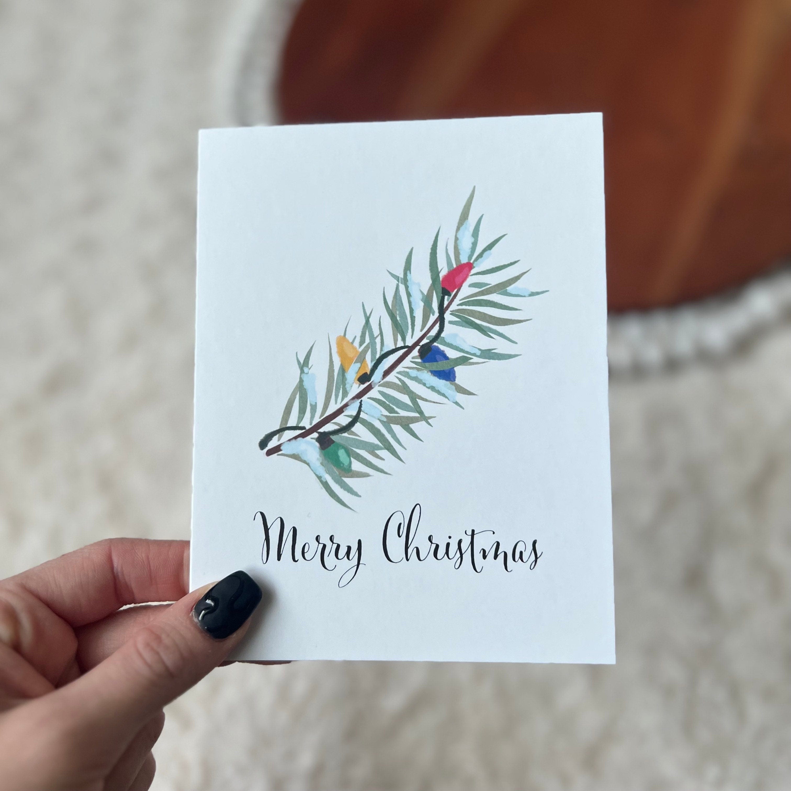  Merry Christmas Tree Lights Holiday Greeting Card、mySite、elrpsem3k